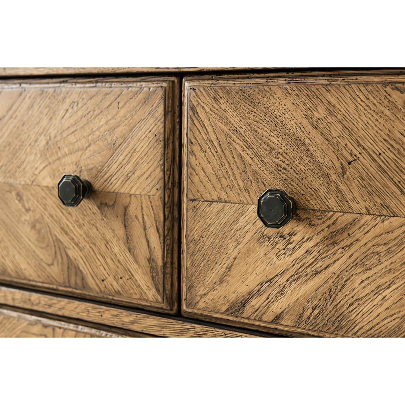 Rustic Oak Parquetry Dresser In New Condition For Sale In Westwood, NJ