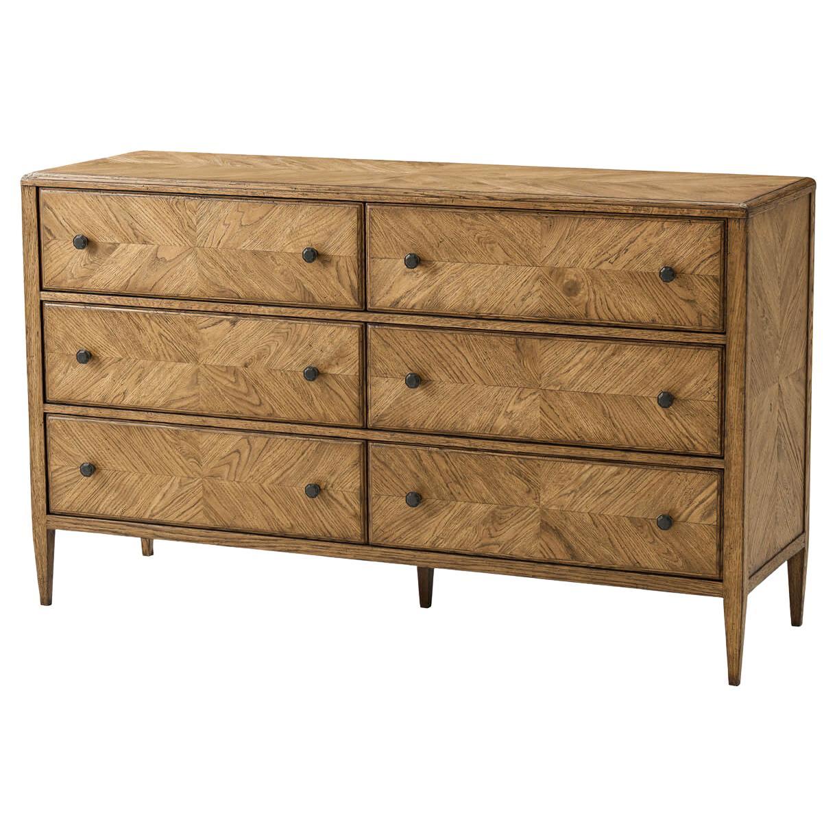 Rustic Oak Parquetry Dresser For Sale