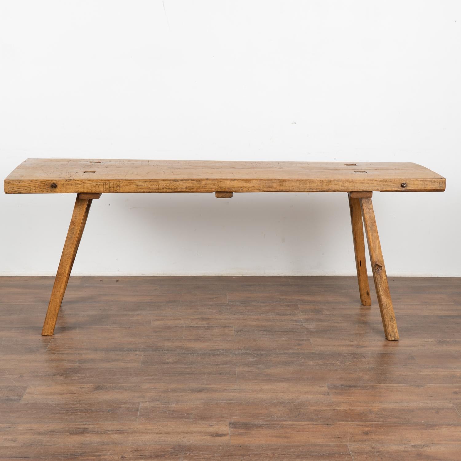 Hungarian Rustic Oak Peg Leg Console Table, Hungary circa 1890