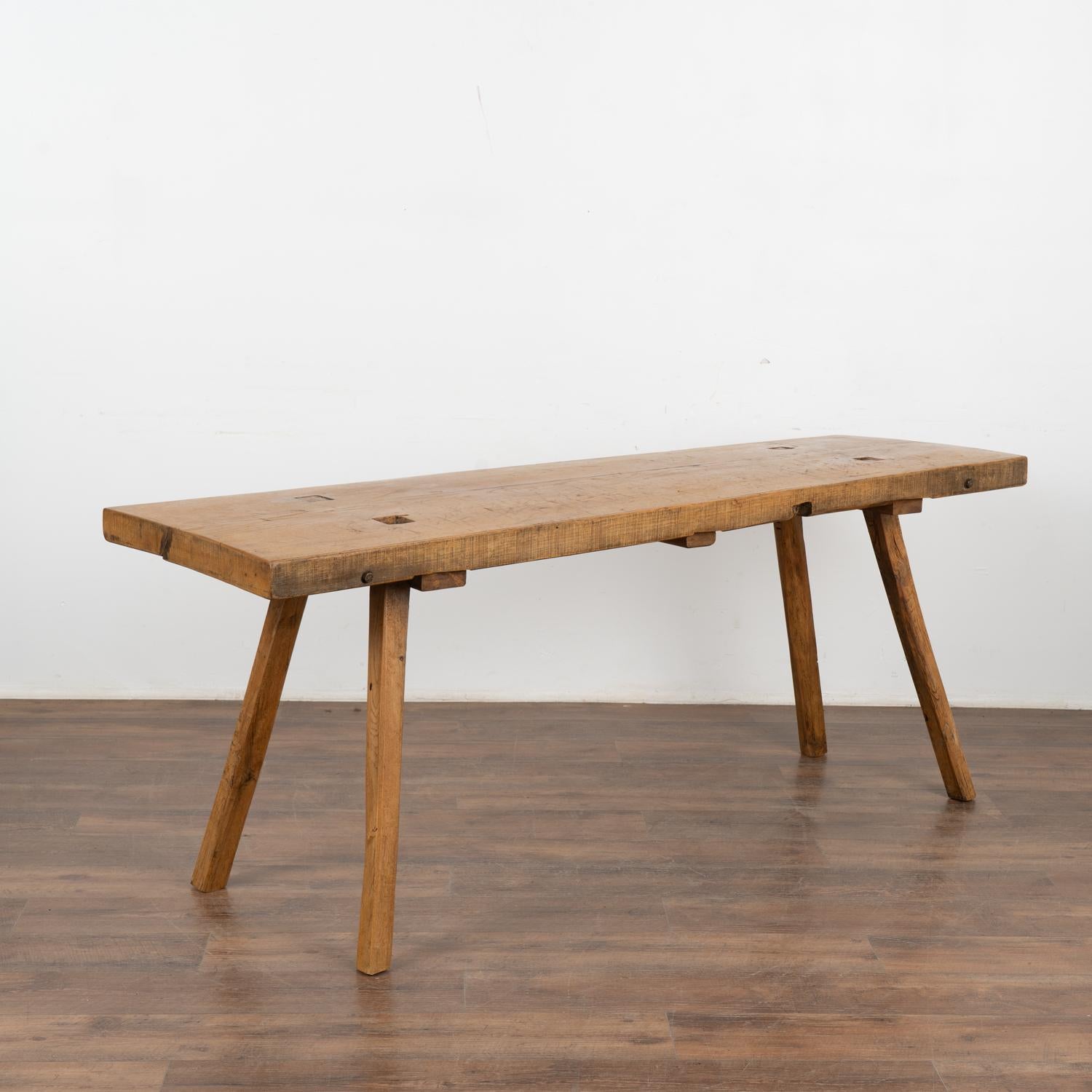 Rustic Oak Peg Leg Console Table, Hungary circa 1890 1