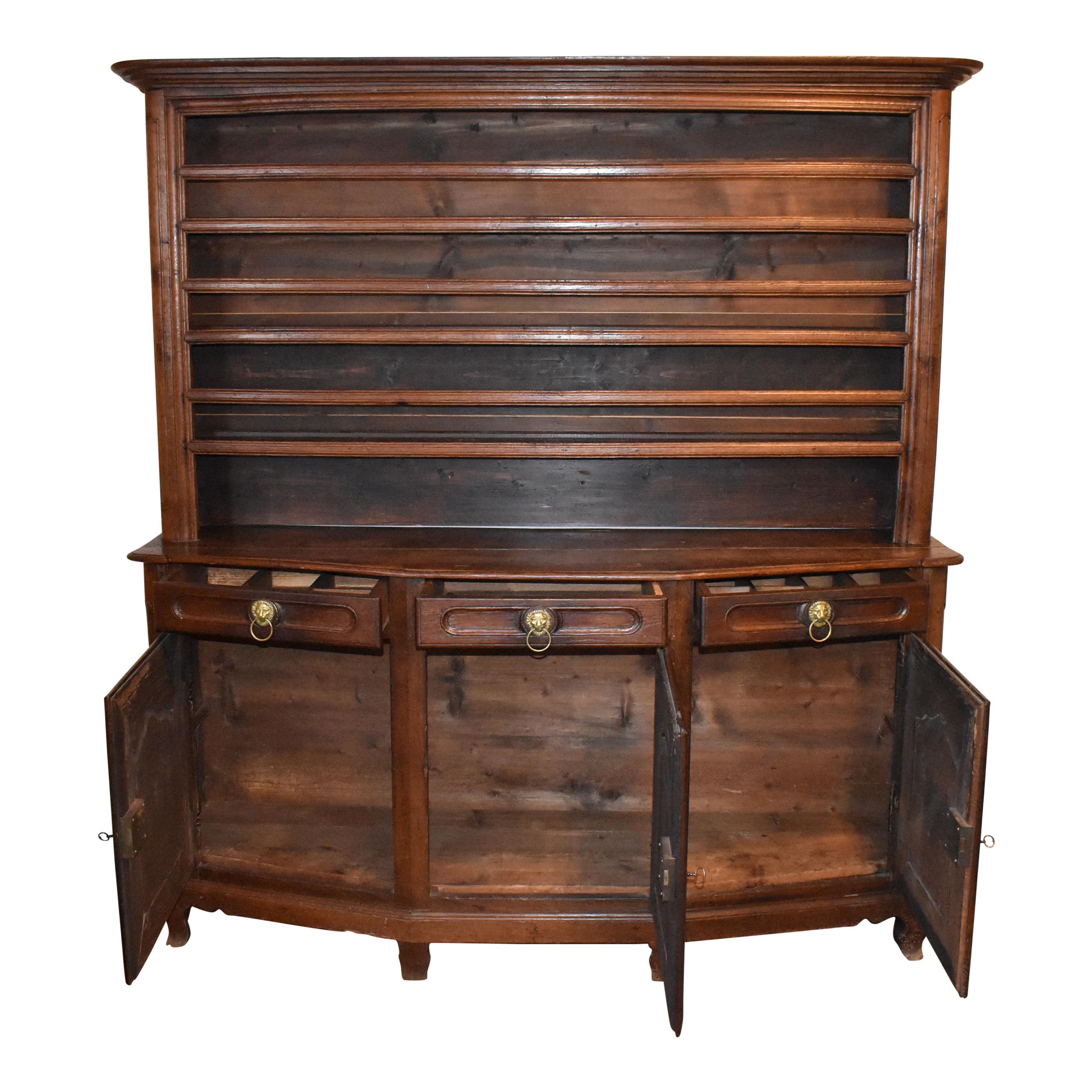 Carved Rustic Oak Plate Cupboard Cabinet, circa 1875 For Sale