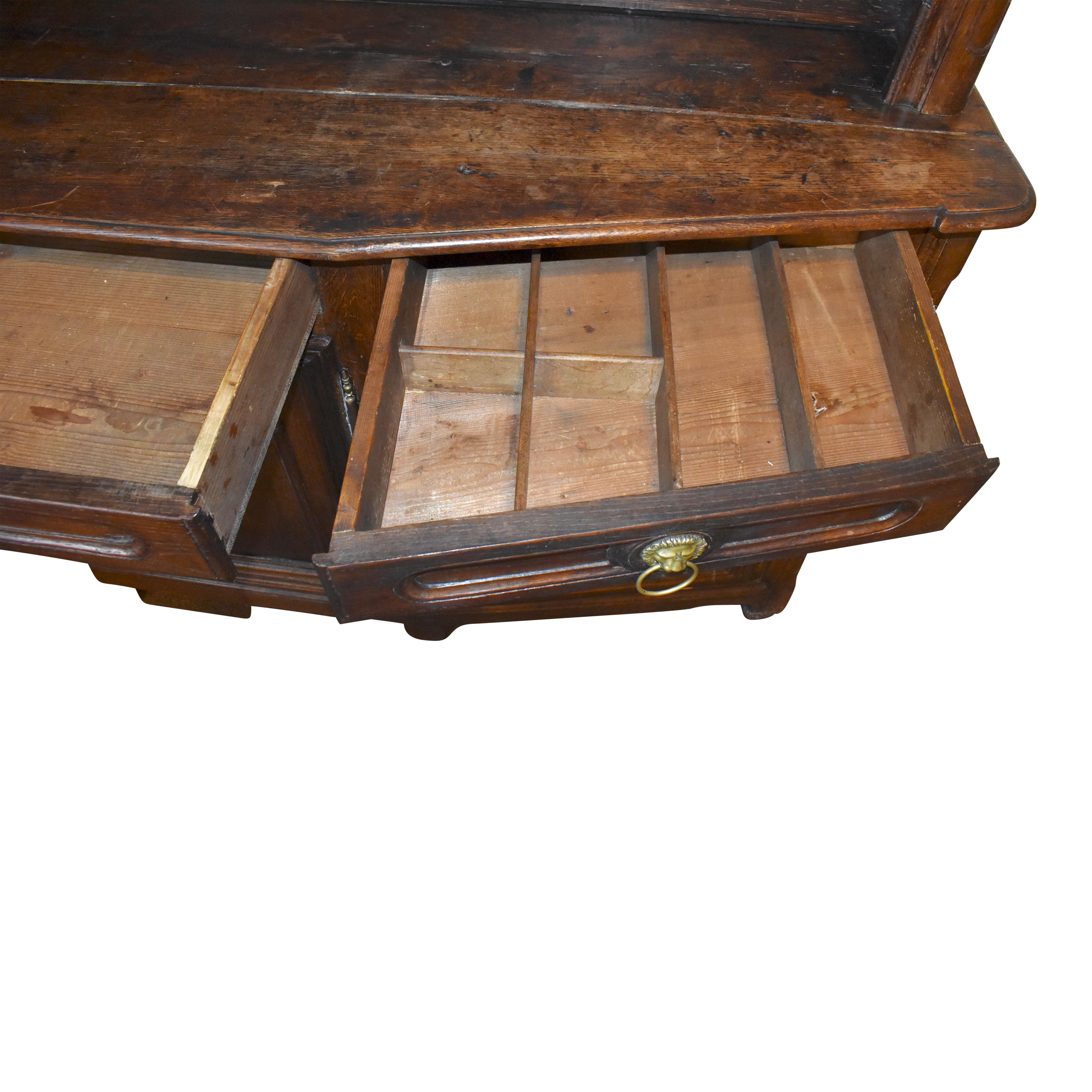 19th Century Rustic Oak Plate Cupboard Cabinet, circa 1875 For Sale