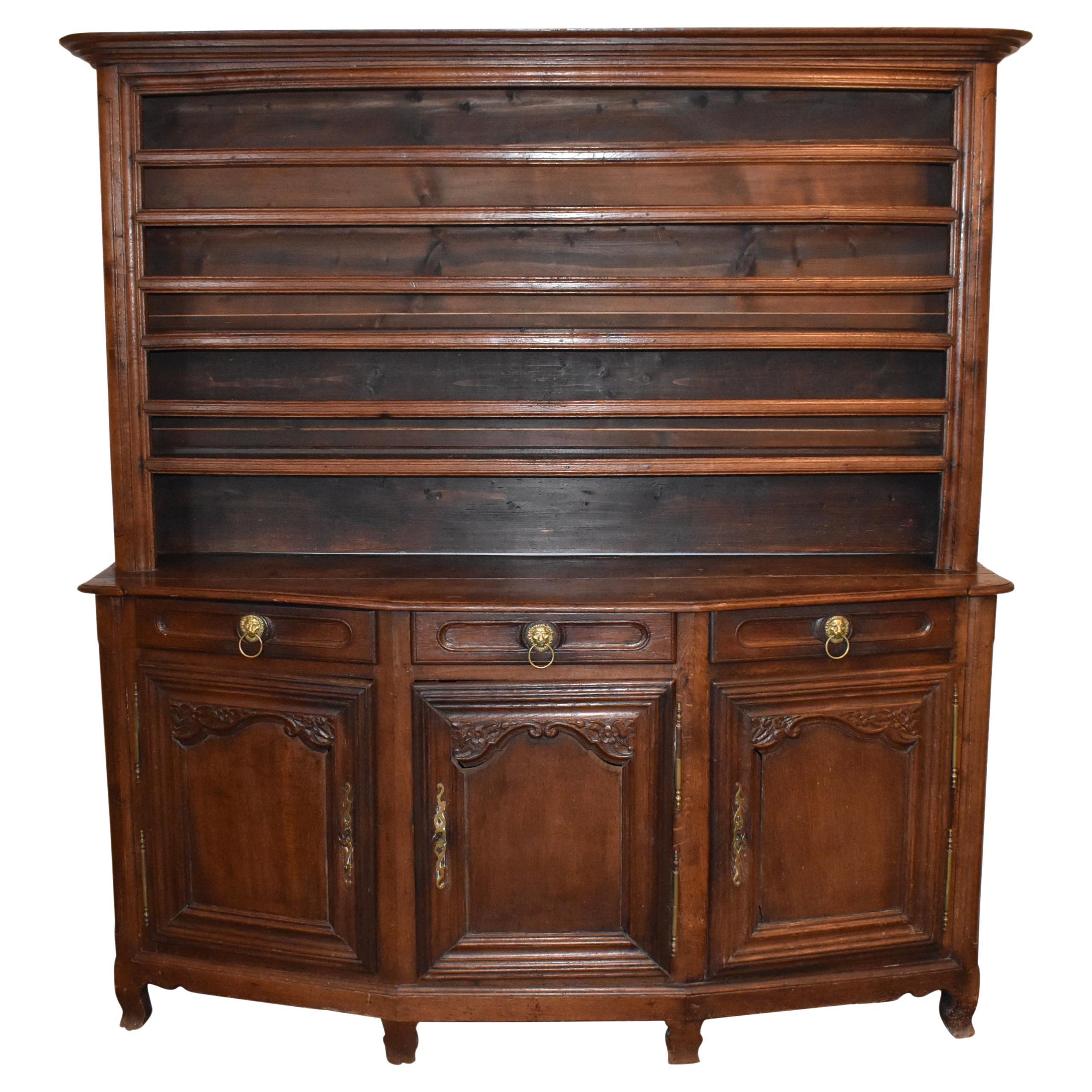 Rustic Oak Plate Cupboard Cabinet, circa 1875
