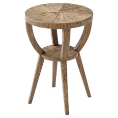 Rustic Oak Round Accent Table
