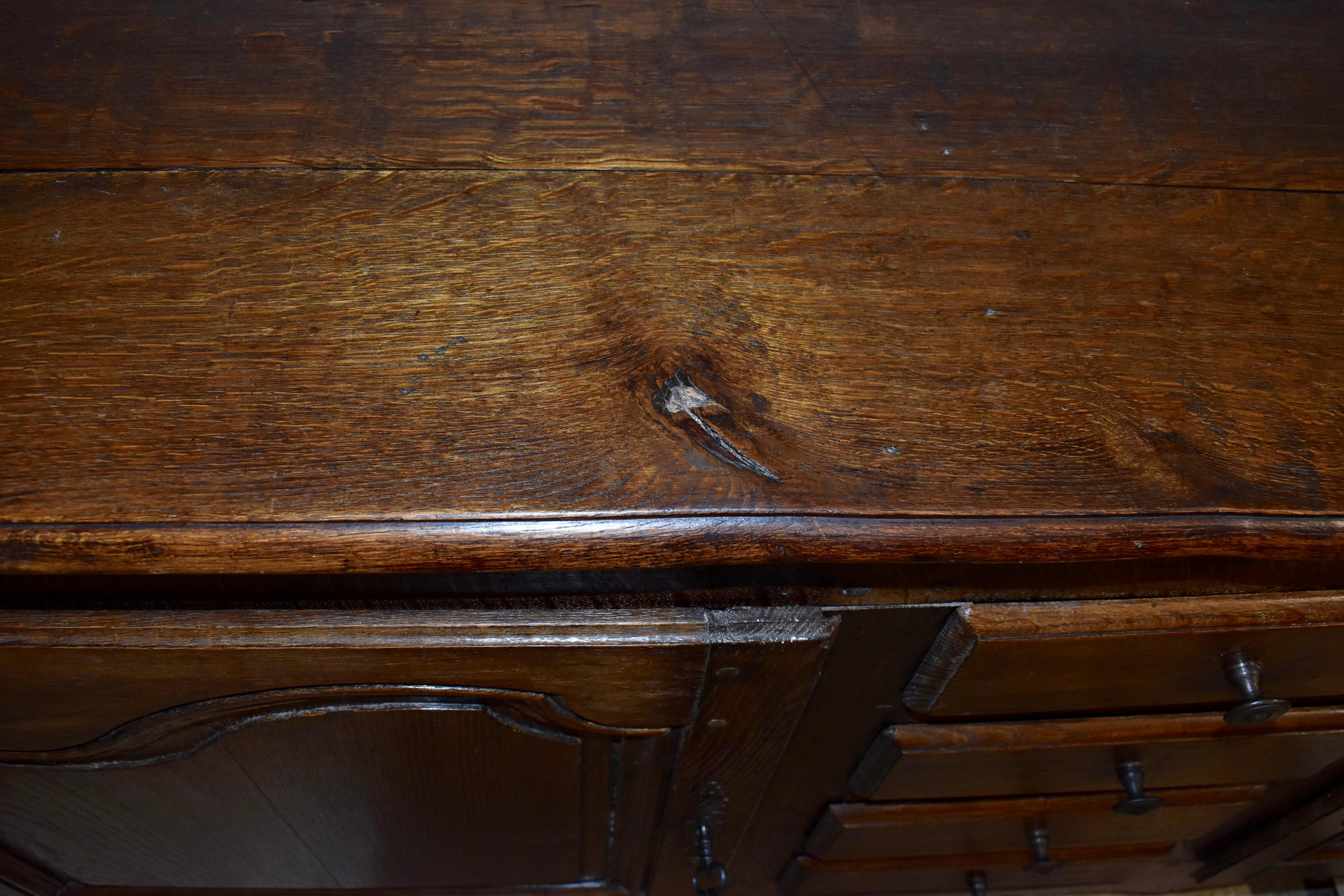 Rustic Oak Sideboard with Two Doors and Four Drawers, circa 1880 For Sale 1