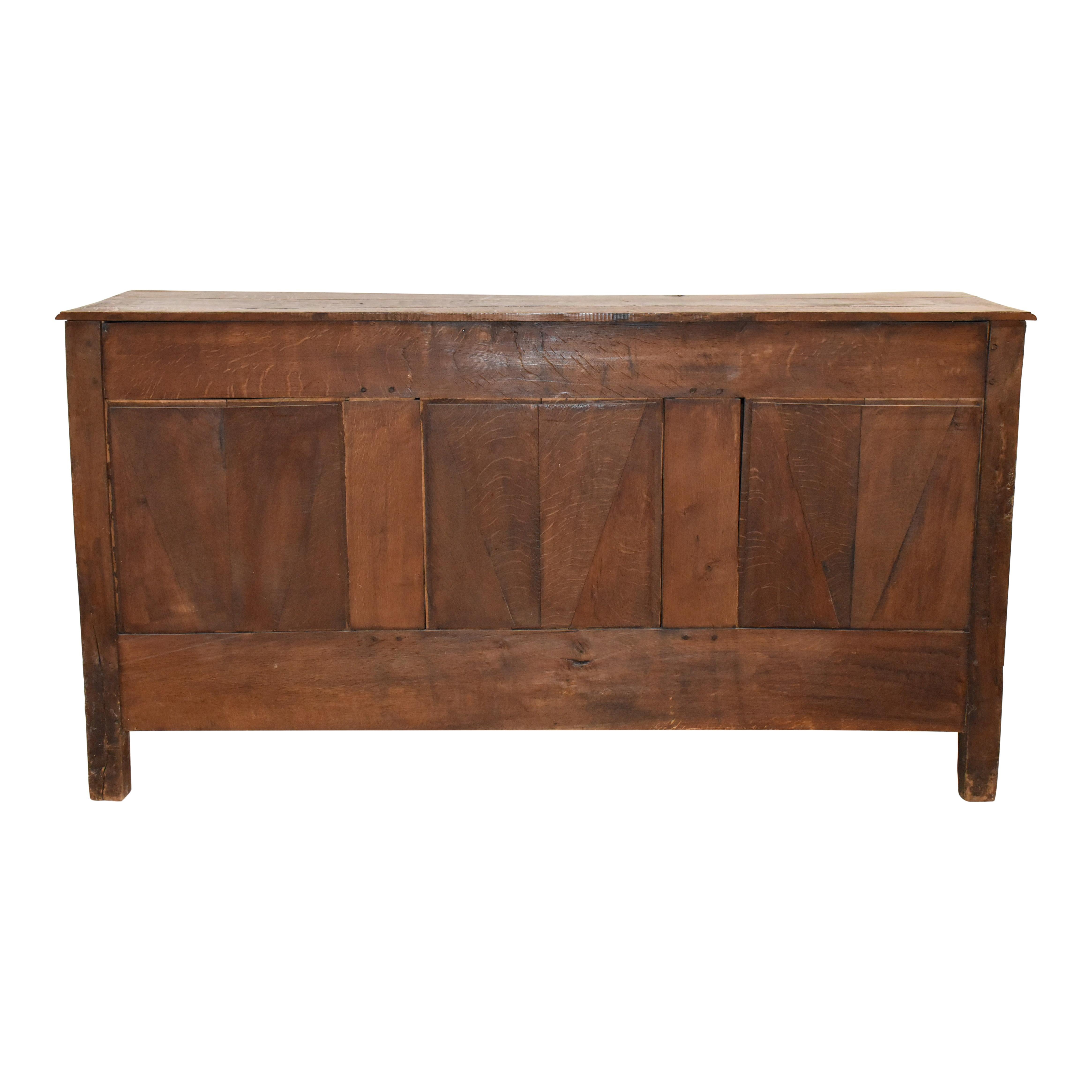 Rustic Oak Sideboard with Two Doors and Four Drawers, circa 1880 For Sale 2