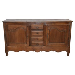 Antique Rustic Oak Sideboard with Two Doors and Four Drawers, circa 1880