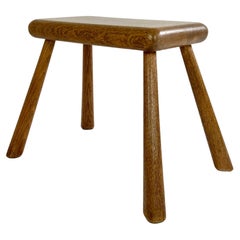 Retro Rustic oak stool / side table, Netherlands 1960s