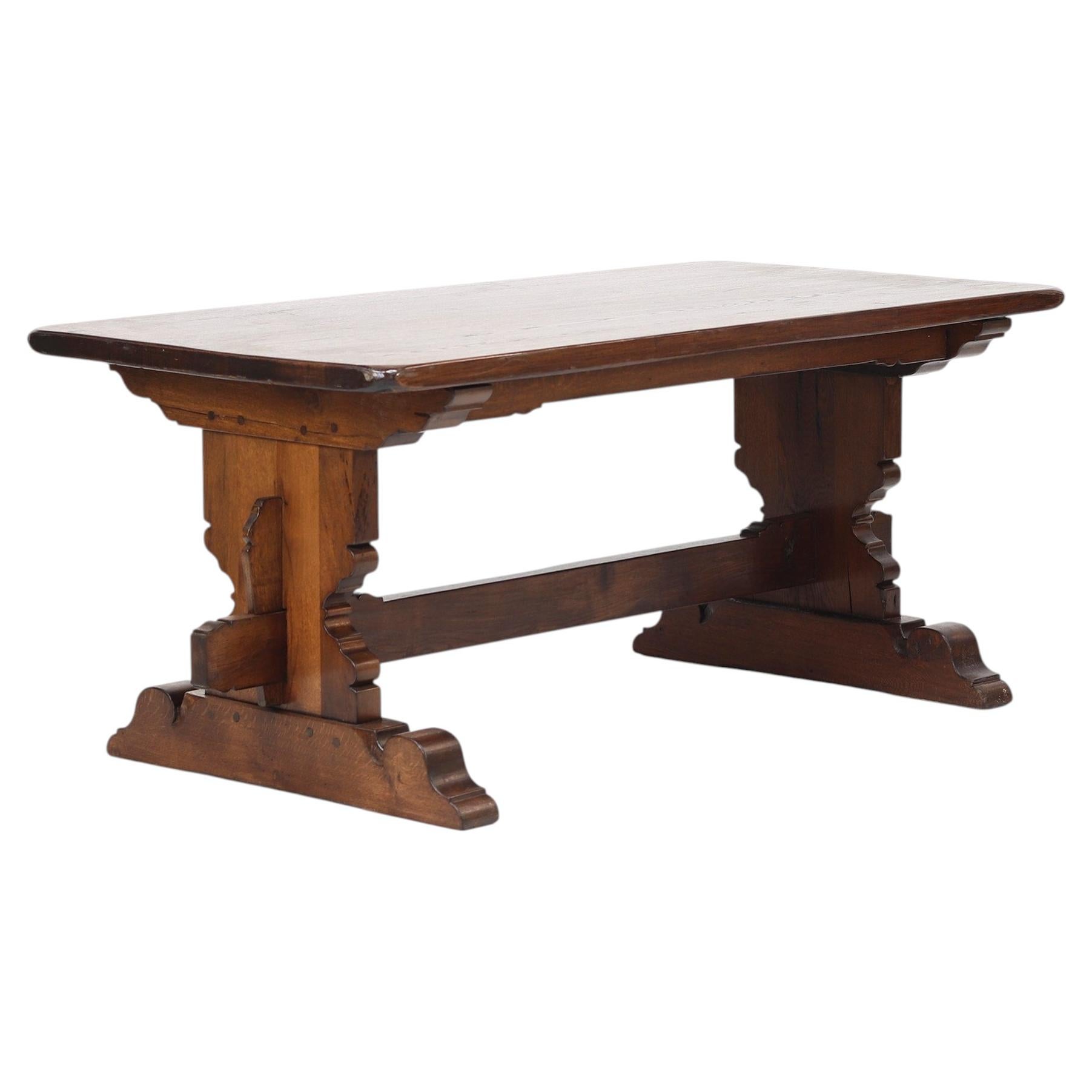 Rustic Oak Vintage Brutalist Dining Table