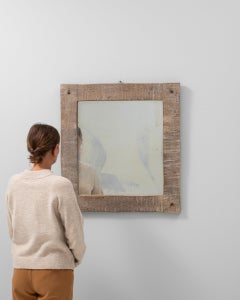 Rustic Oak Wall Mirror with Exposed Peg Joinery, 20th Century France