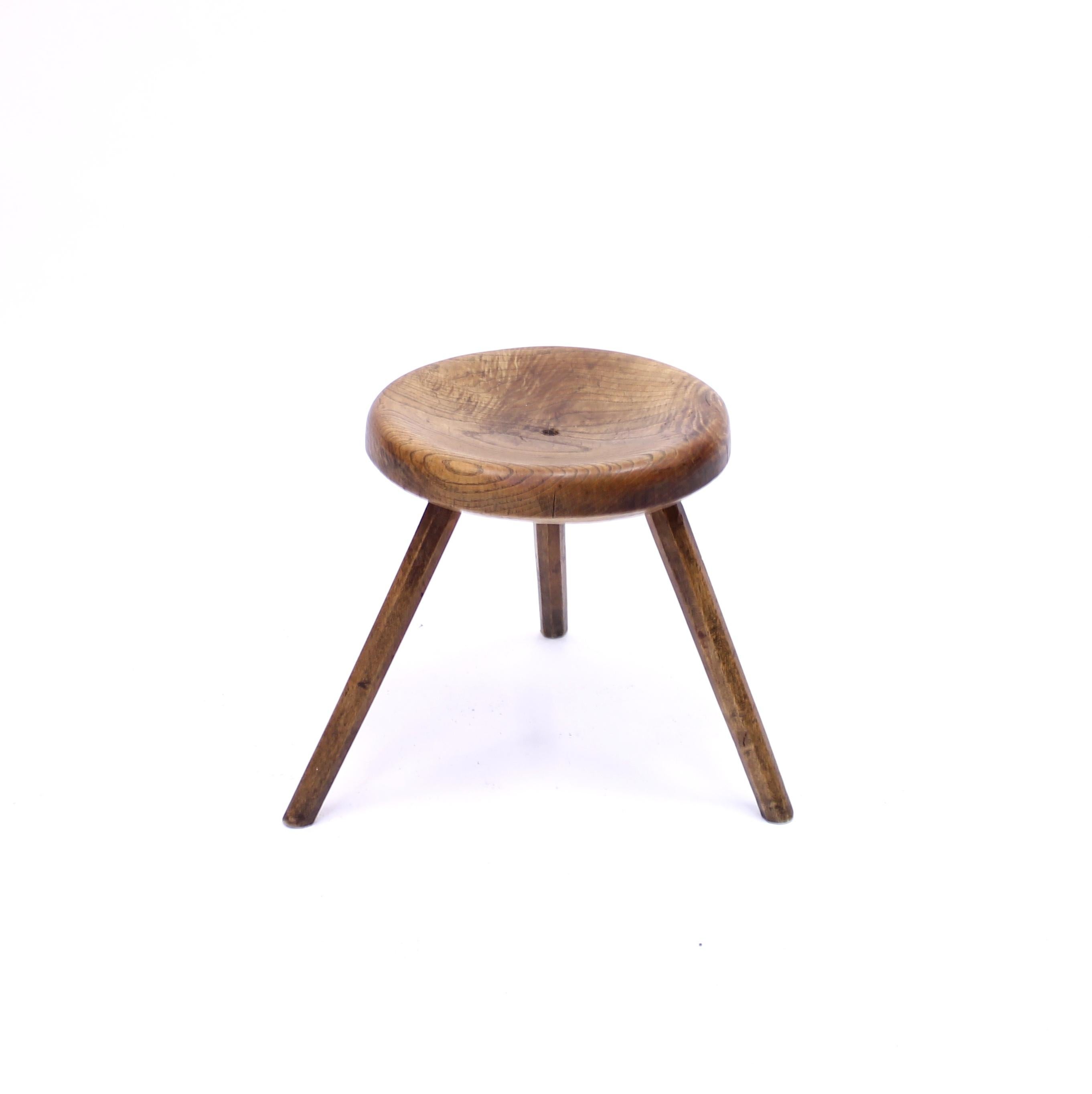 Rustic Oak Work Stool, Mid 20th Century In Good Condition In Uppsala, SE
