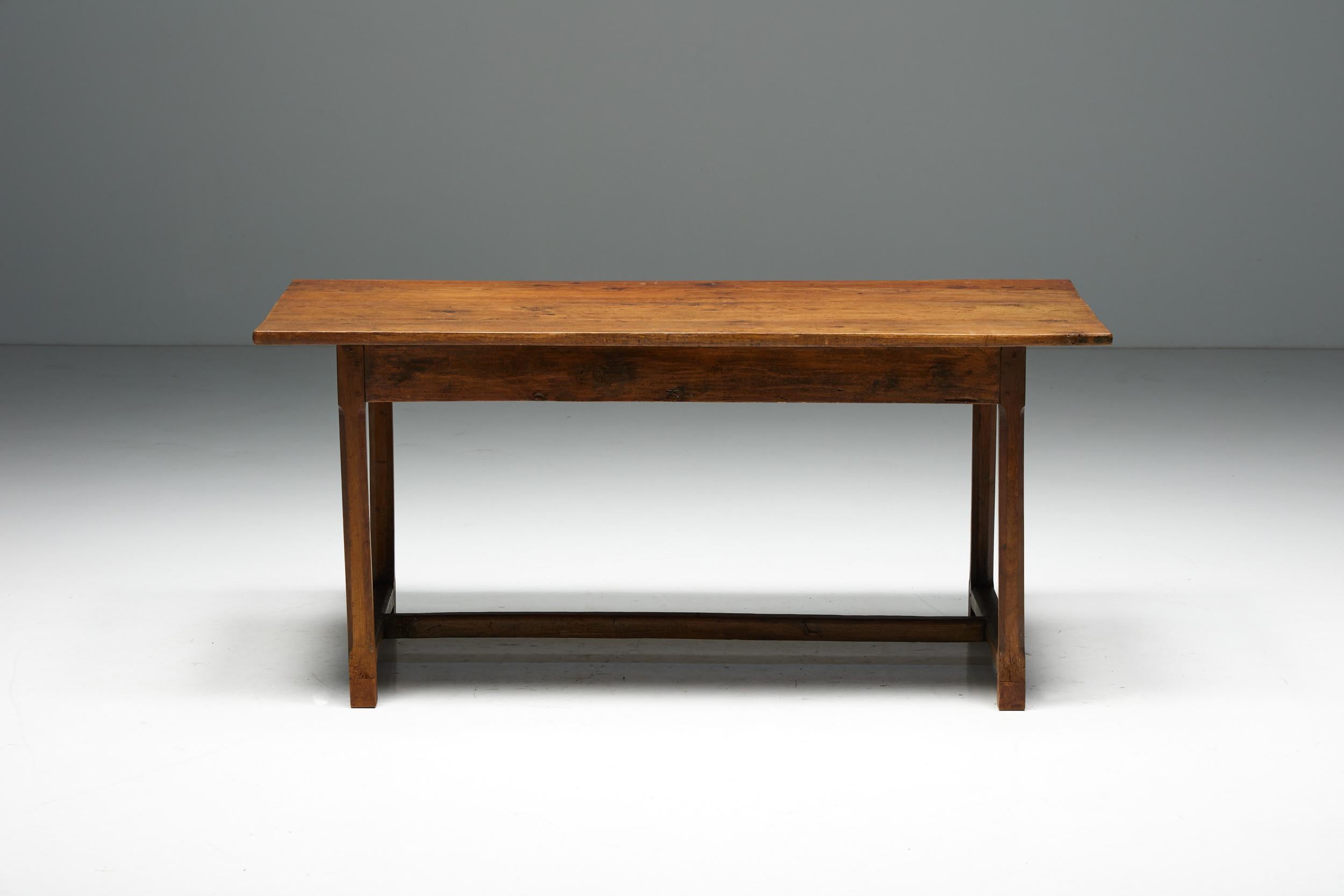 Wooden Desk; Writing Table; France; 19th Century Design; Art Populaire; Rustic; Monoxylite; Writing Desk; Table; France; Wabi Sabi; Naive; Folk Art; Travail Populaire;

19th-century writing table or desk, a true testament to the rich heritage of