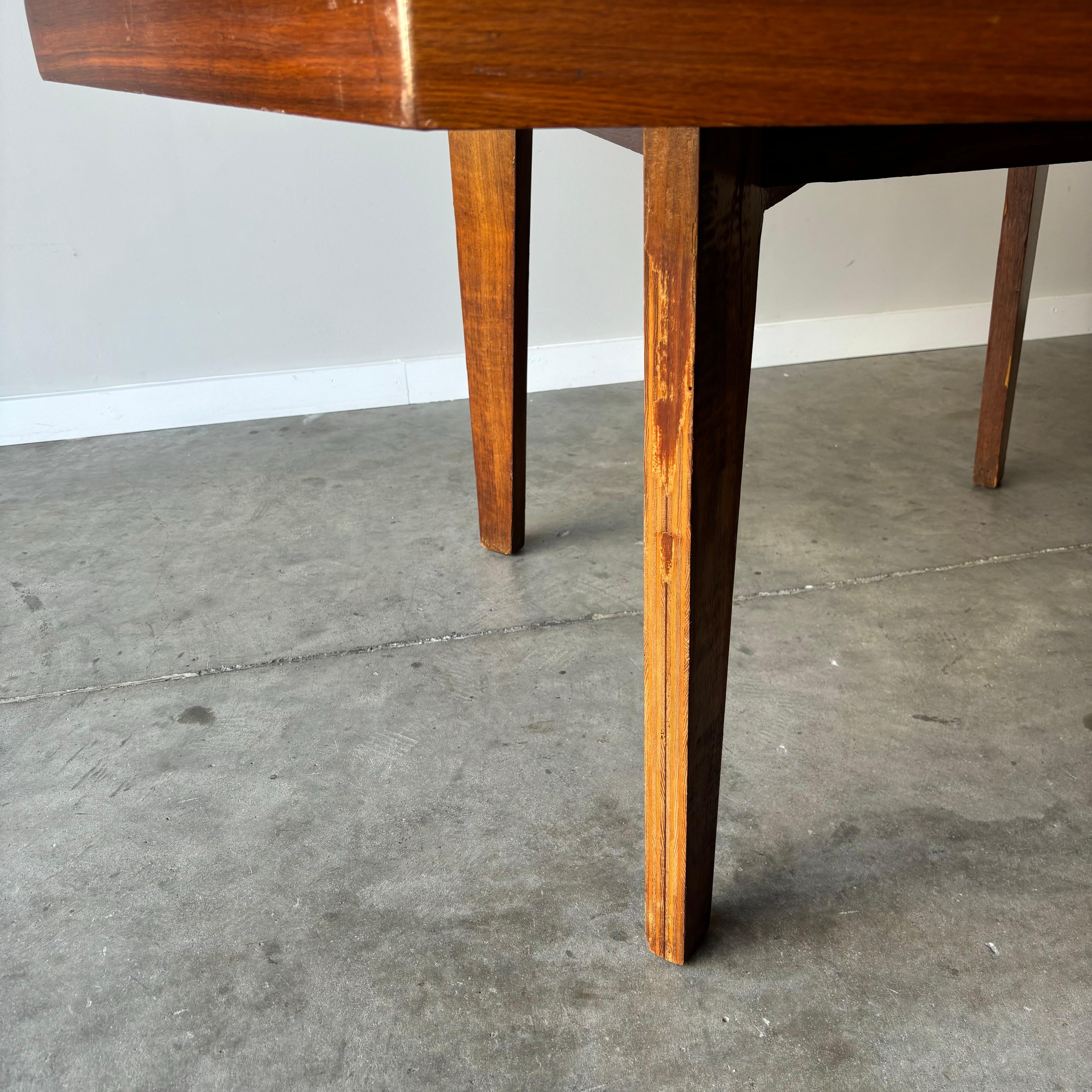 Rustic Octagonal Walnut Dining Table, 1960s In Good Condition For Sale In Raleigh, NC