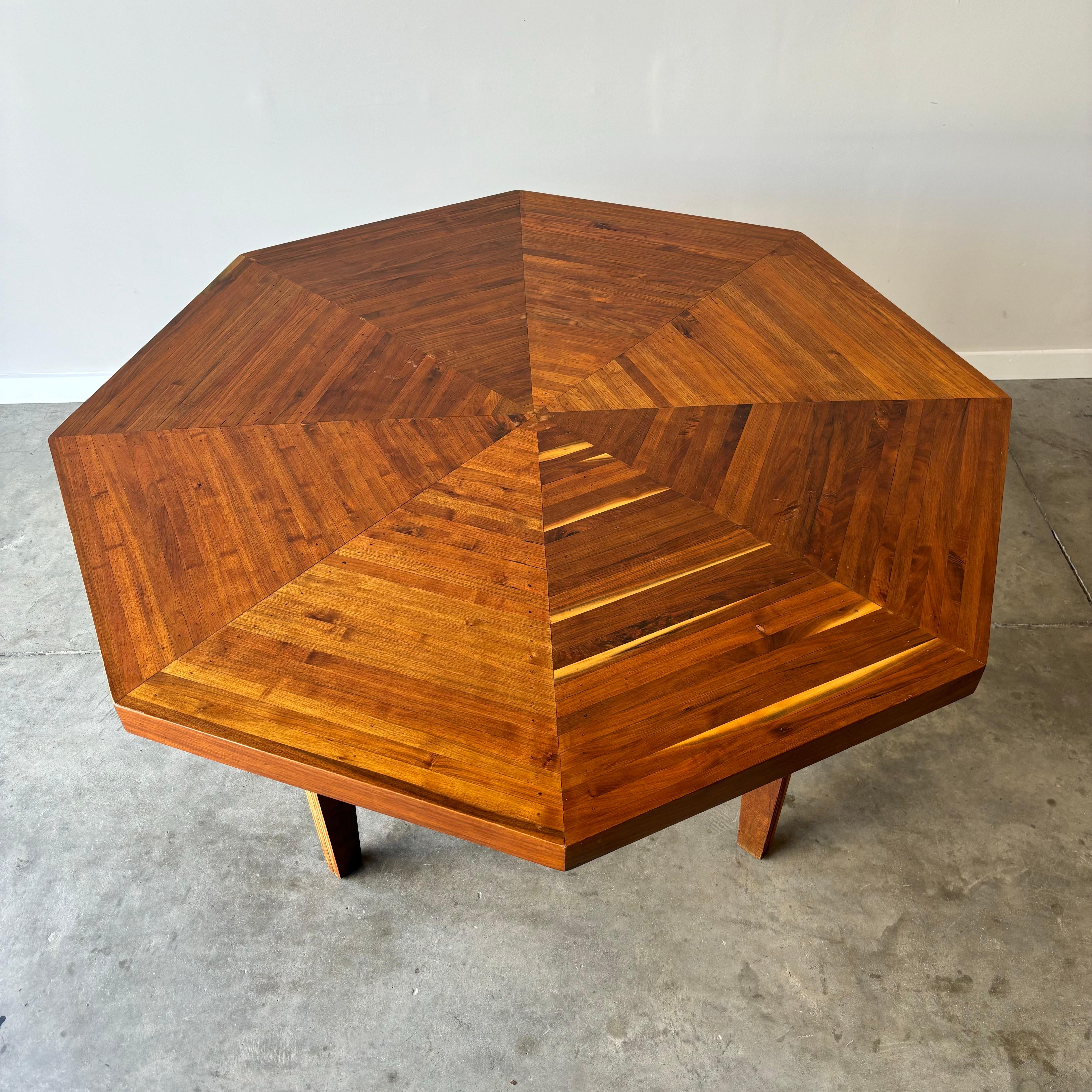 20th Century Rustic Octagonal Walnut Dining Table, 1960s For Sale