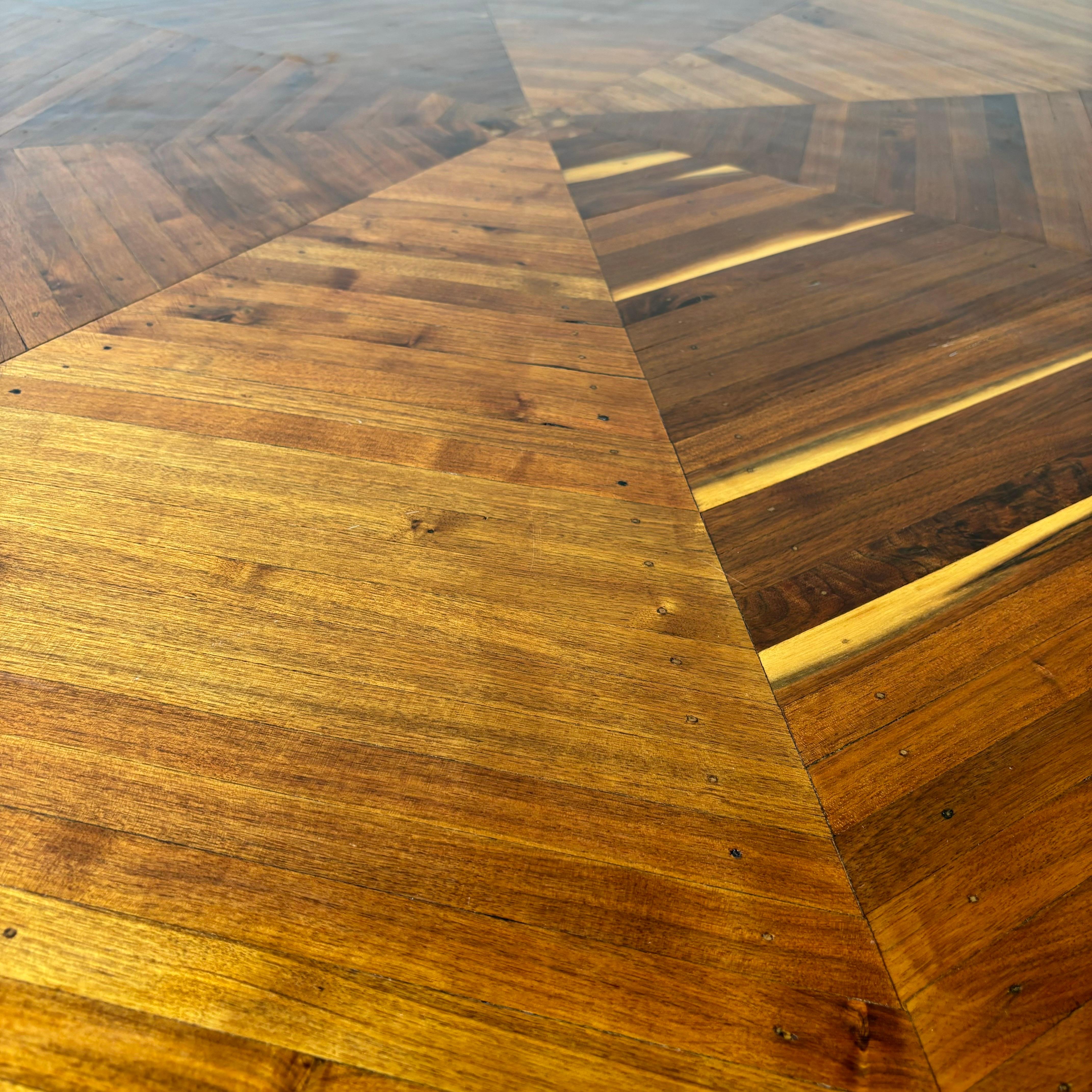 Rustic Octagonal Walnut Dining Table, 1960s For Sale 1