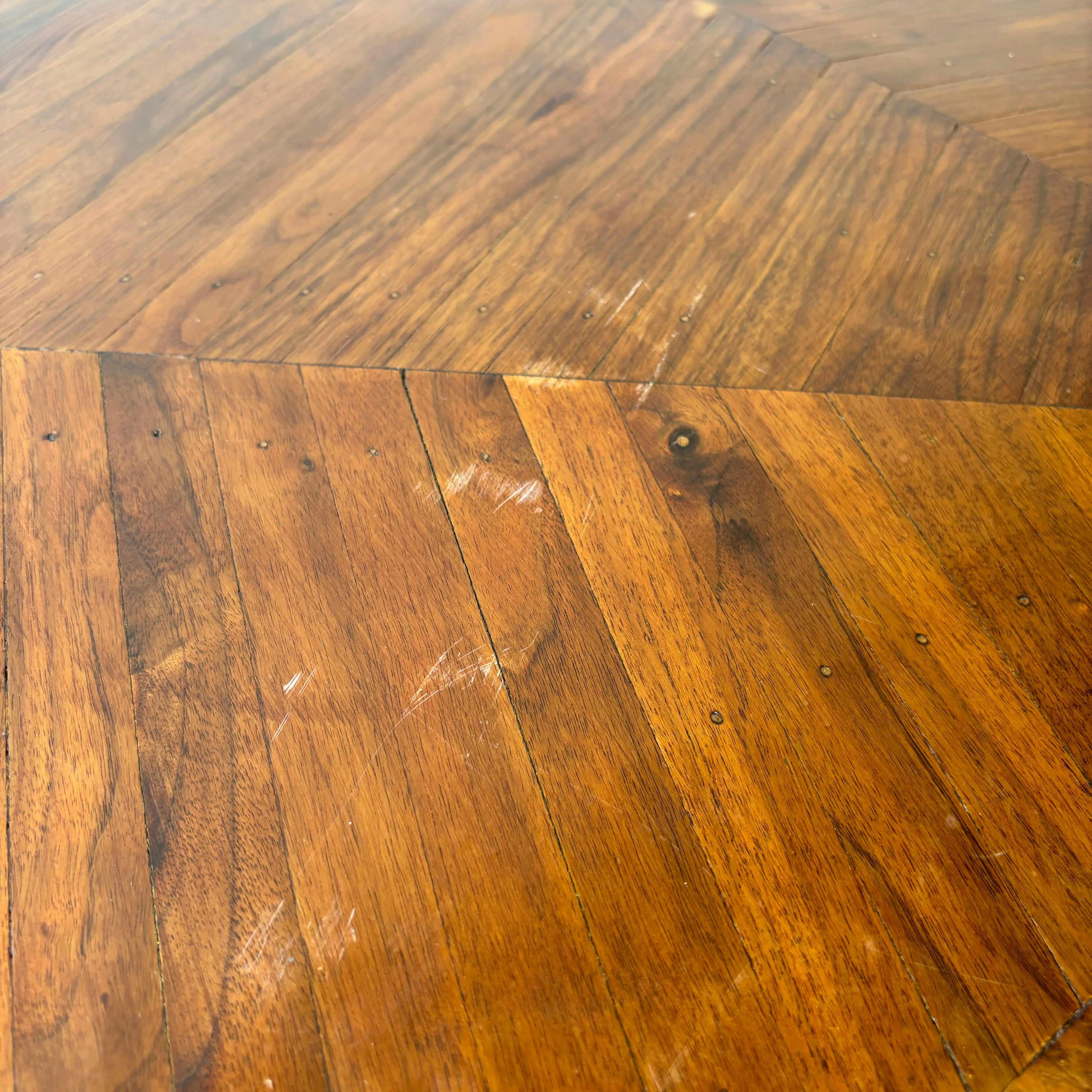 Rustic Octagonal Walnut Dining Table, 1960s For Sale 2