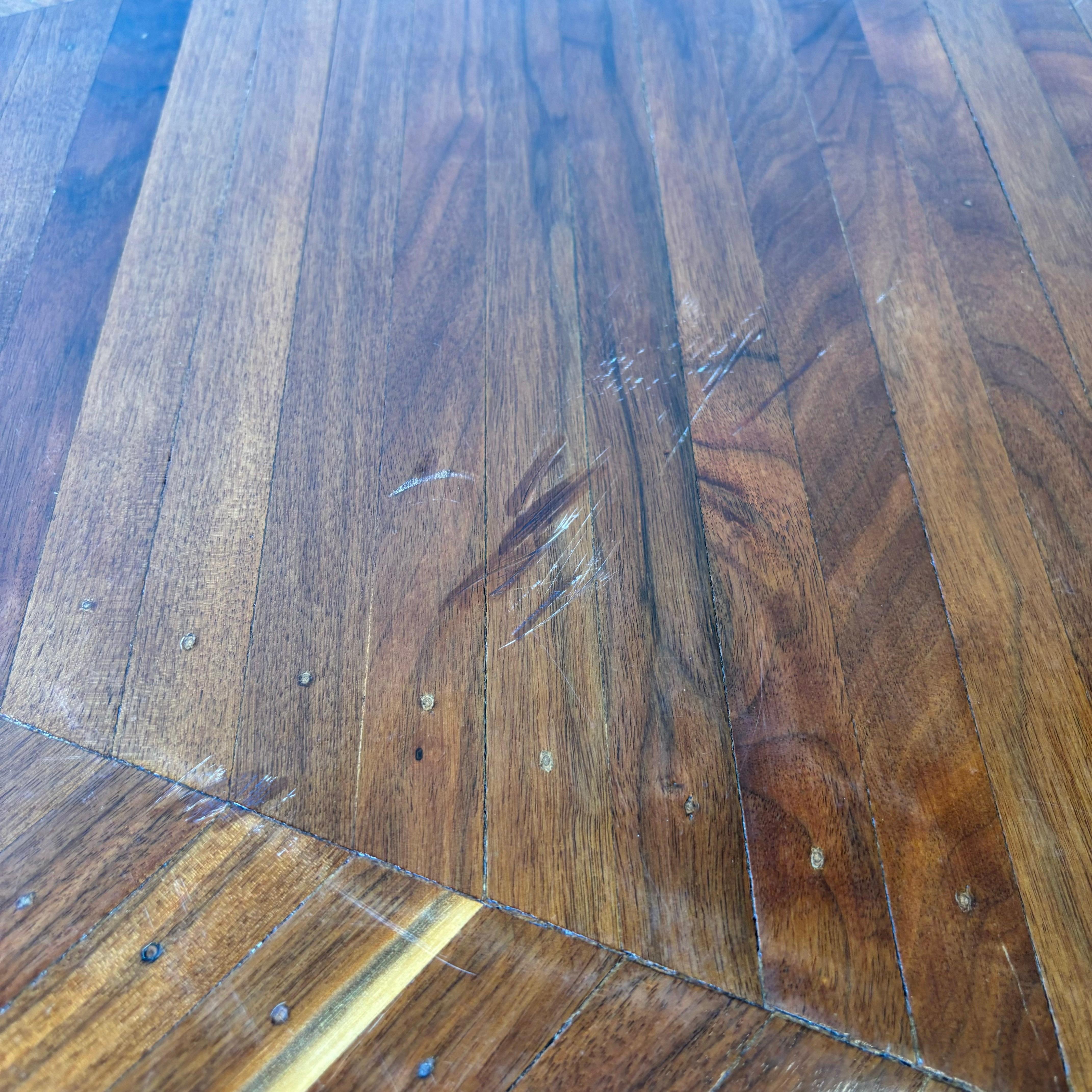 Rustic Octagonal Walnut Dining Table, 1960s For Sale 3
