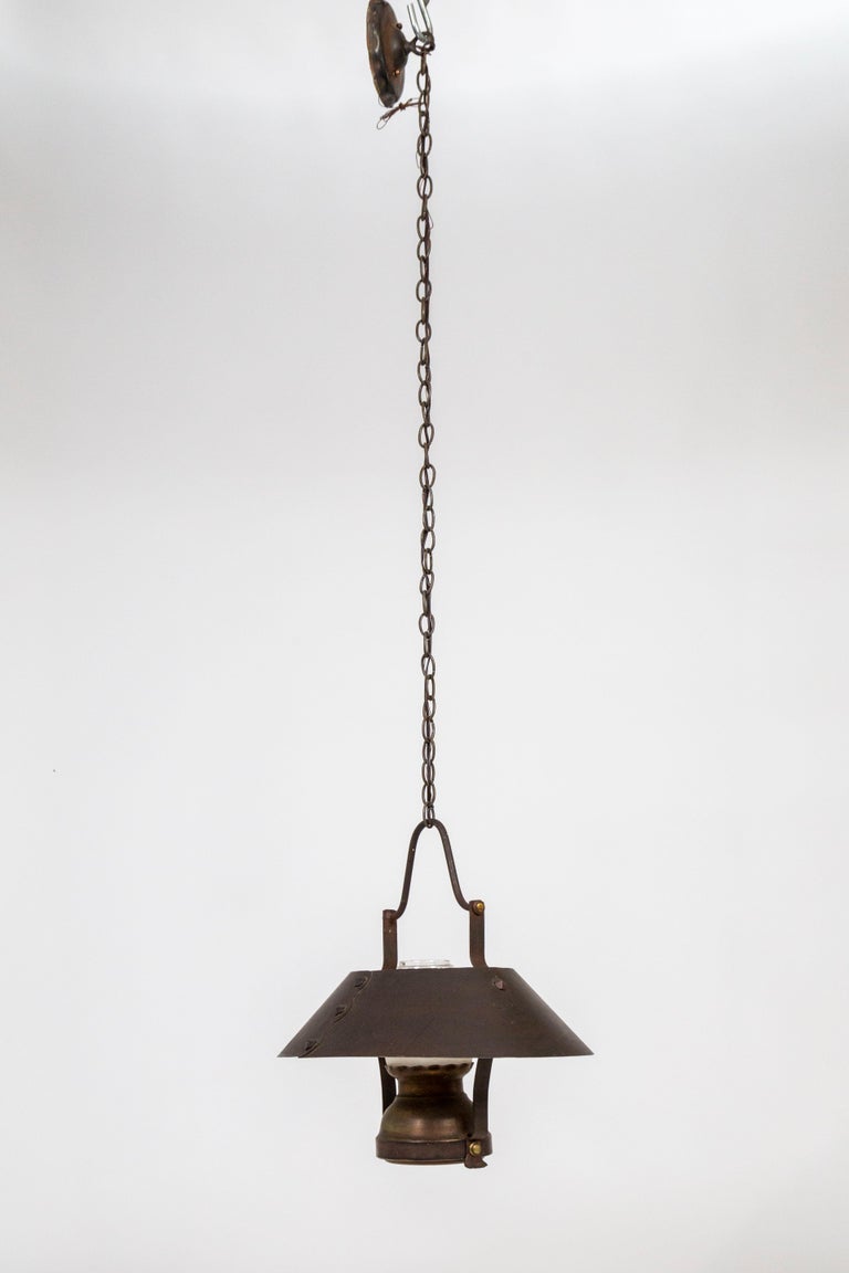 Rustic Oil Lamp Style Metal and Glass Lantern at 1stDibs metal and