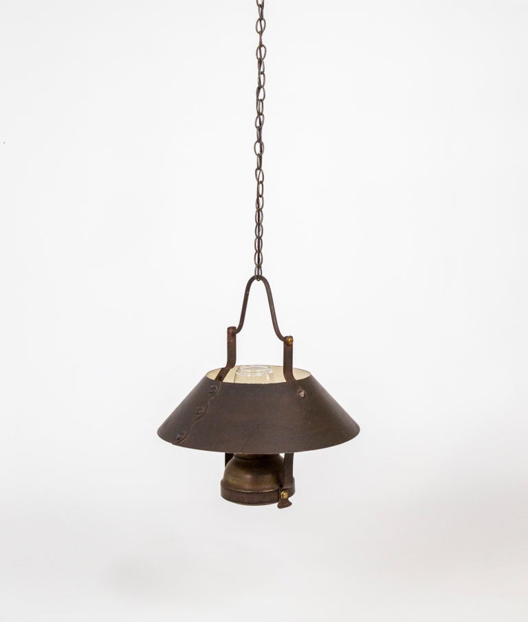 Rustic Oil Lamp Style Metal and Glass Lantern at 1stDibs metal and