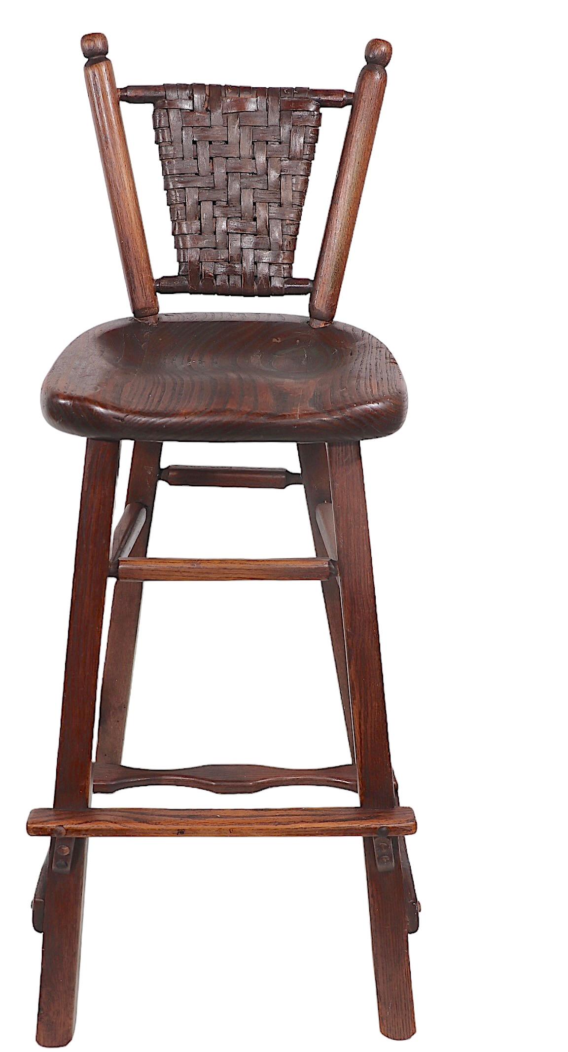 Rustic Old Hickory Bar  Stool c. 1940's For Sale 4