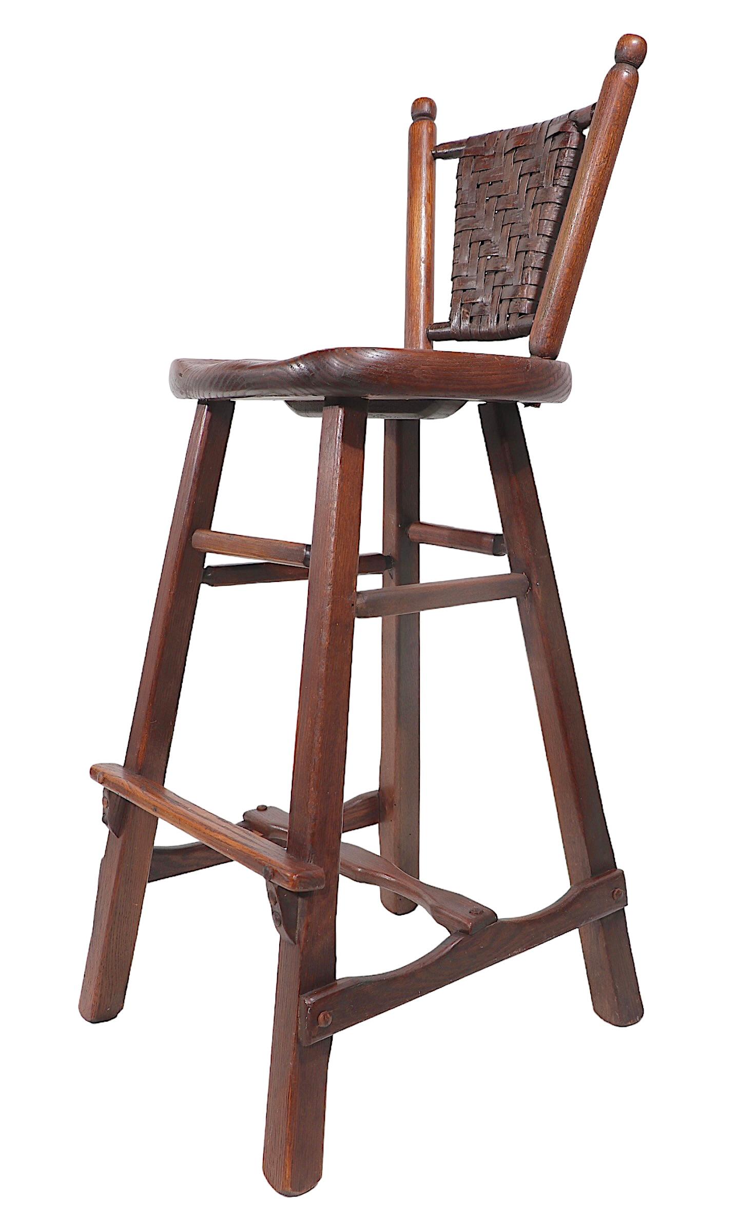 Rustic Old Hickory Bar  Stool c. 1940's For Sale 5