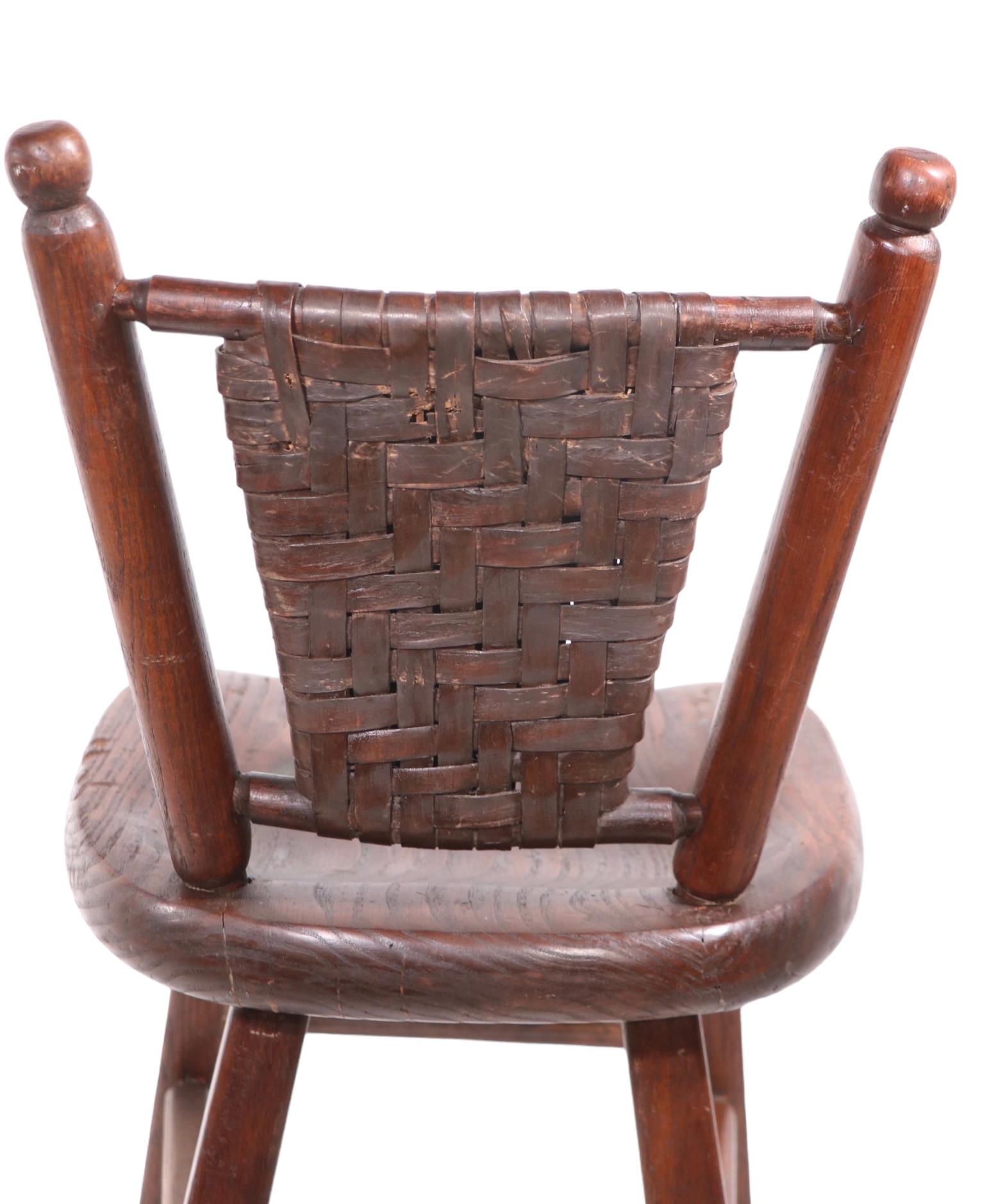 American Rustic Old Hickory Bar  Stool c. 1940's For Sale