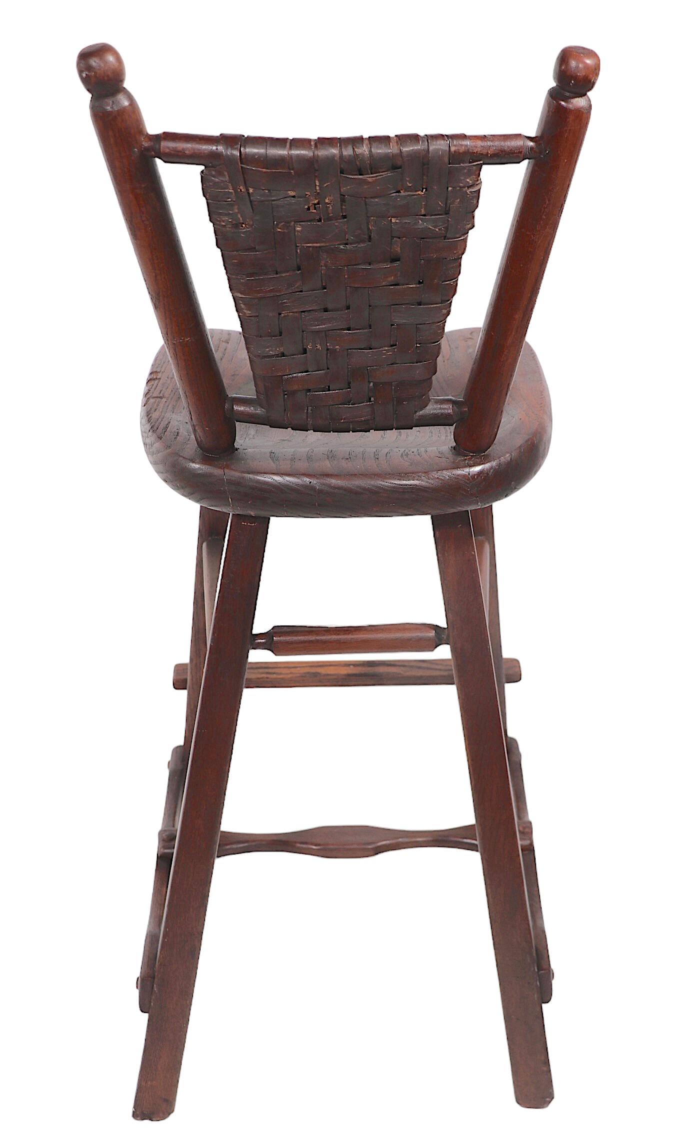 Rustic Old Hickory Bar  Stool c. 1940's In Good Condition For Sale In New York, NY