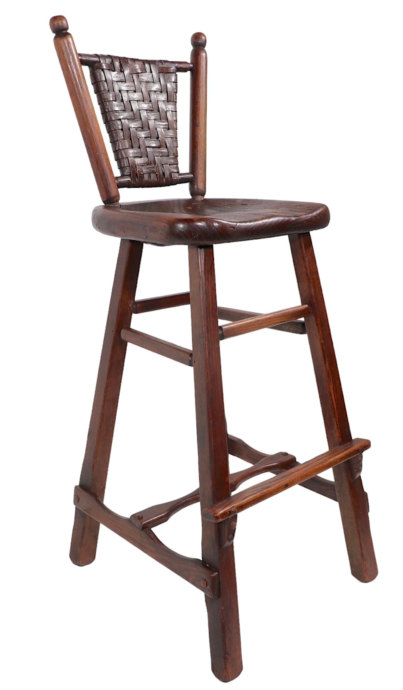 Cane Rustic Old Hickory Bar  Stool c. 1940's For Sale