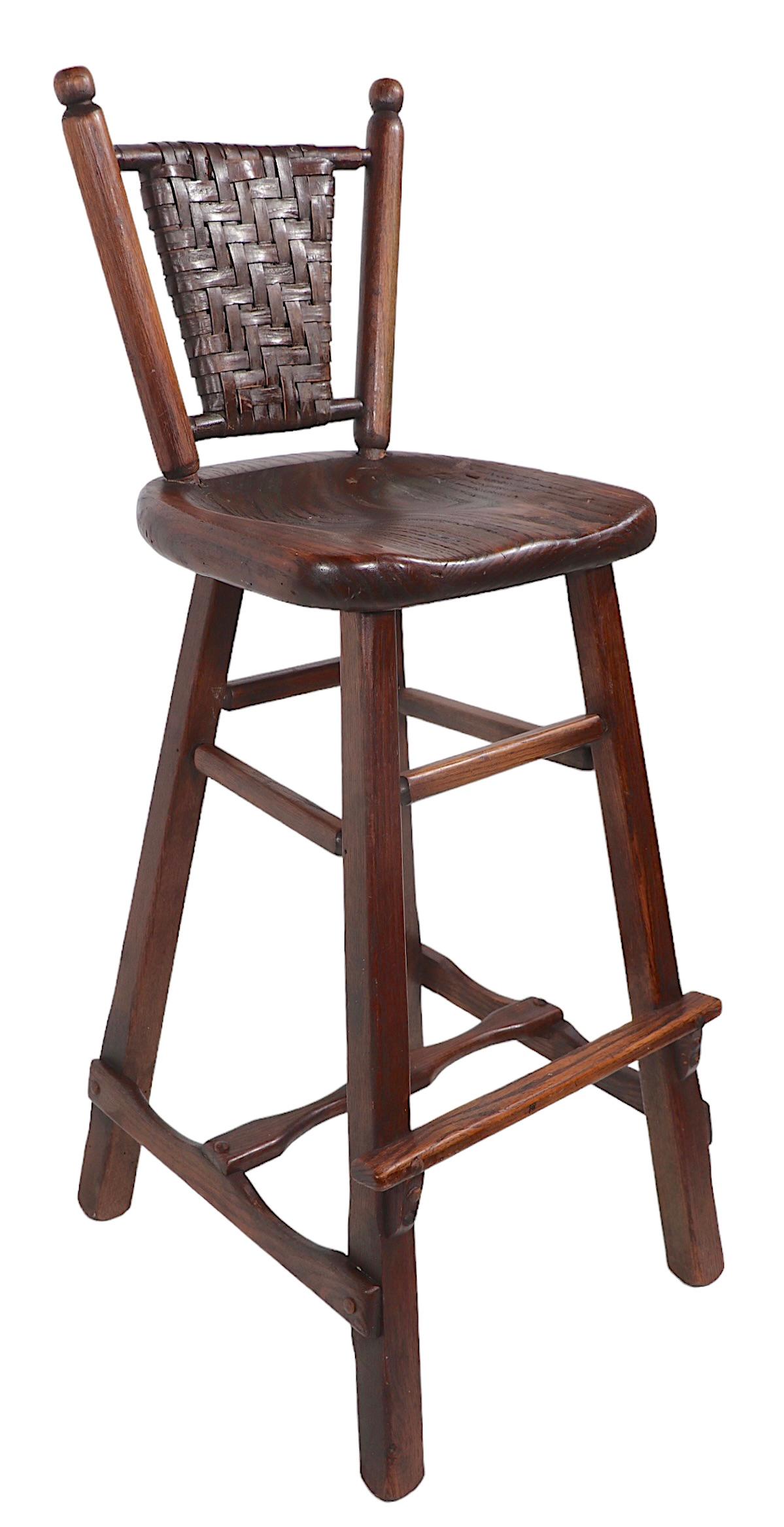 Rustic Old Hickory Bar  Stool c. 1940's For Sale 1