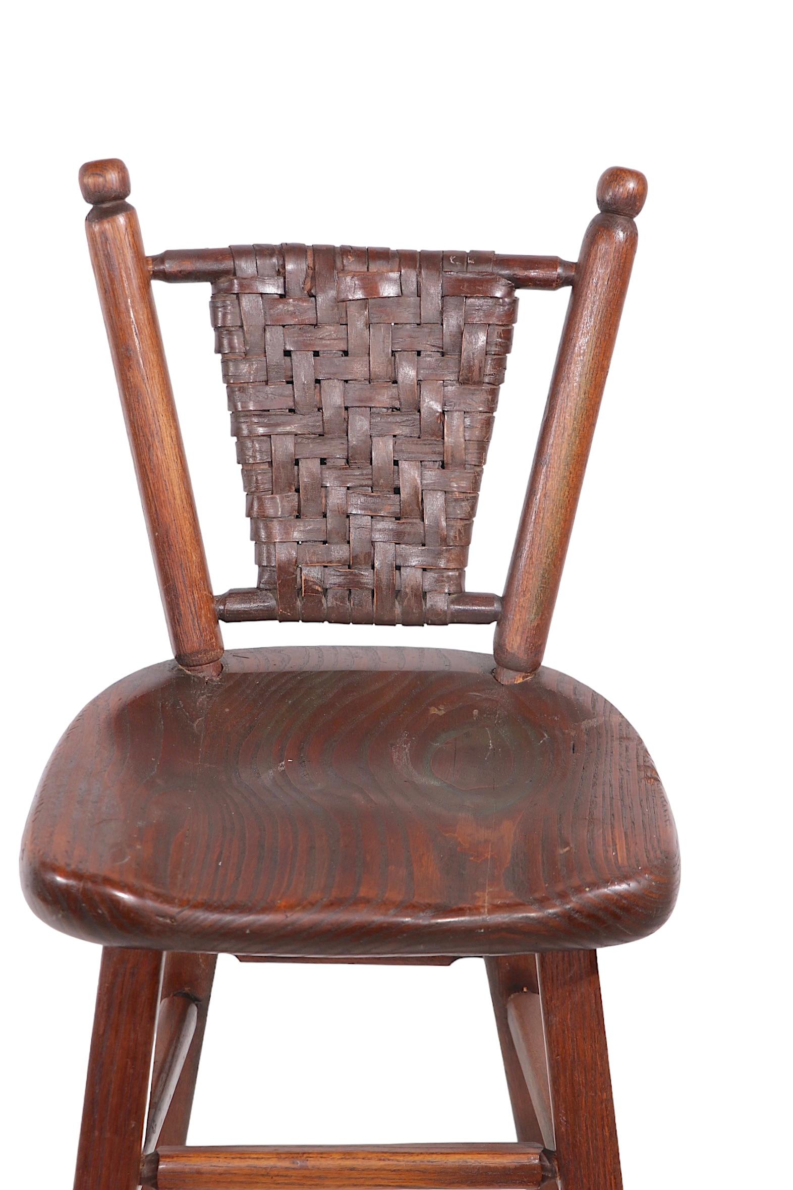 Rustic Old Hickory Bar  Stool c. 1940's For Sale 2