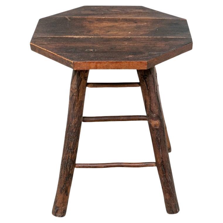 Rustic Old Hickory Chair Co. Octagonal Top Wood And Log End / Side/ Café Table