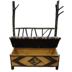 Rustic Old Hickory Deacon's Cushioned Bench