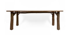 Rustic Old Hickory Dining Table with Bark Legs