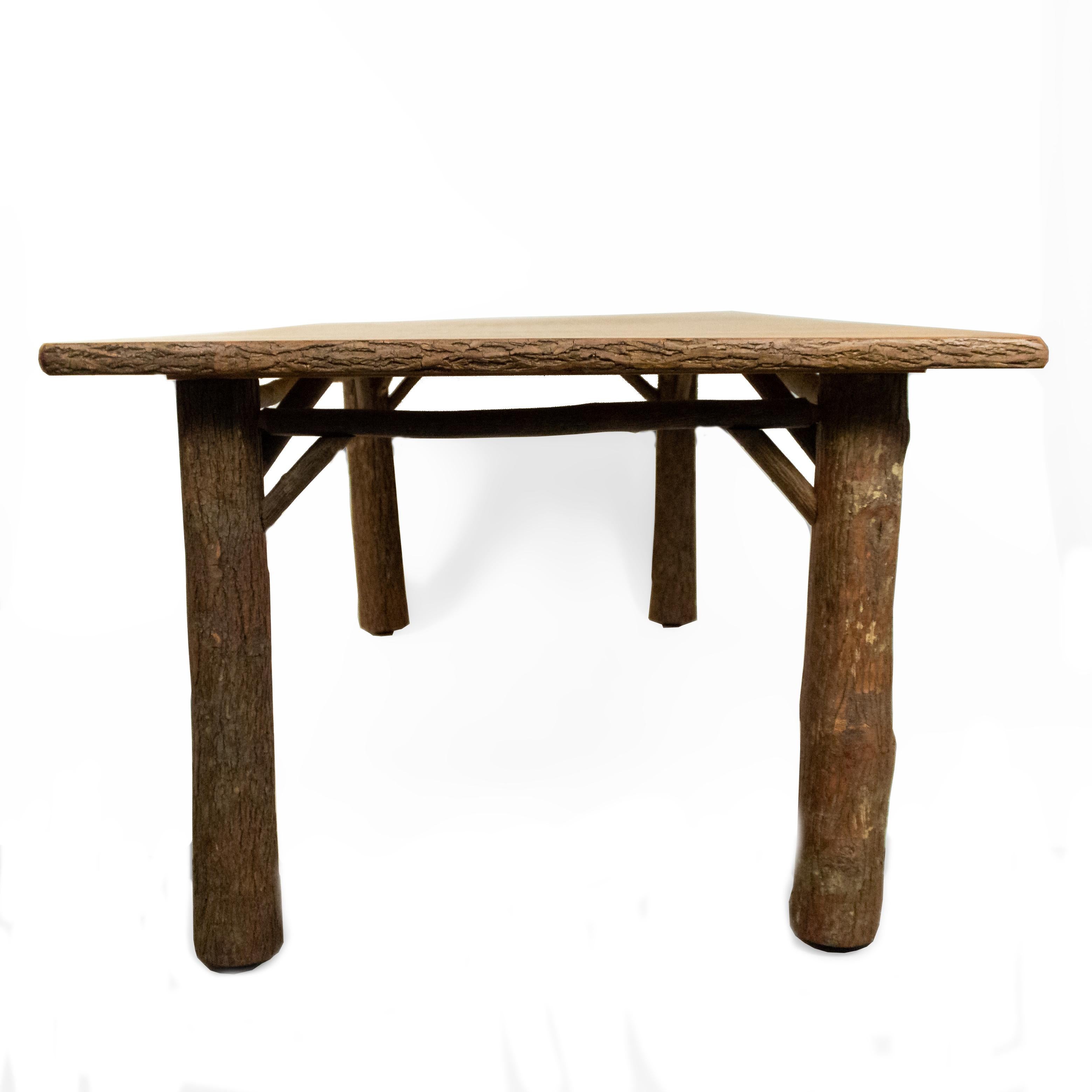 Rustic Old Hickory Dining Table with Bark Legs For Sale 2