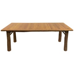Rustic Old Hickory Dining Table with Bark Legs