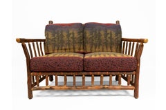 Rustic Old Hickory Loveseat with Forest Print