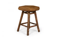 Rustic Old Hickory Octagonal Top Wood and Log End / Side Table