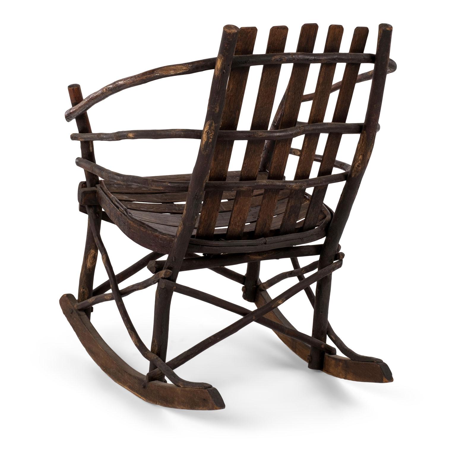 Hand-Carved Rustic Old Hickory Rocking Chair