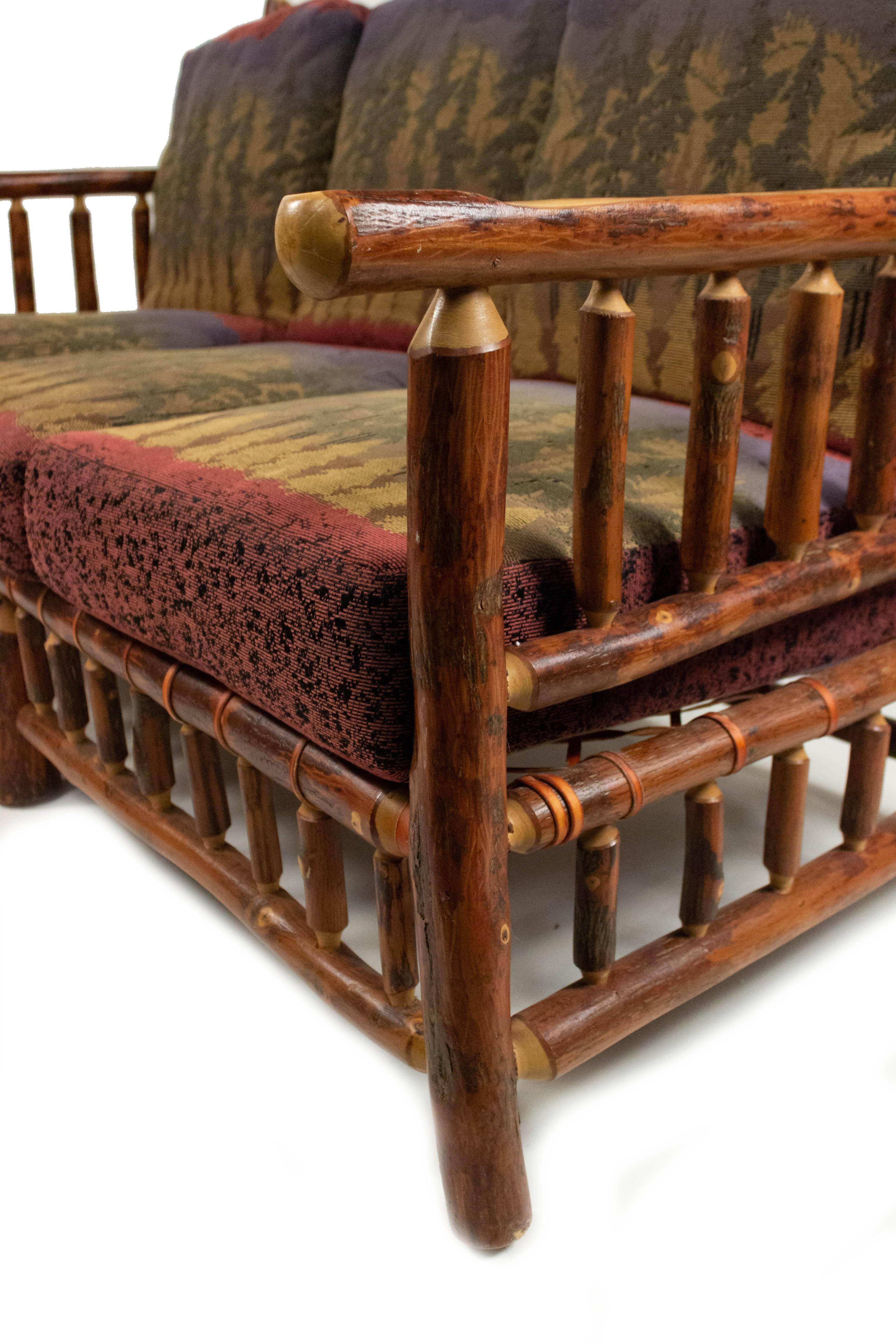 20th Century Rustic Old Hickory Sofa with Forest Print For Sale
