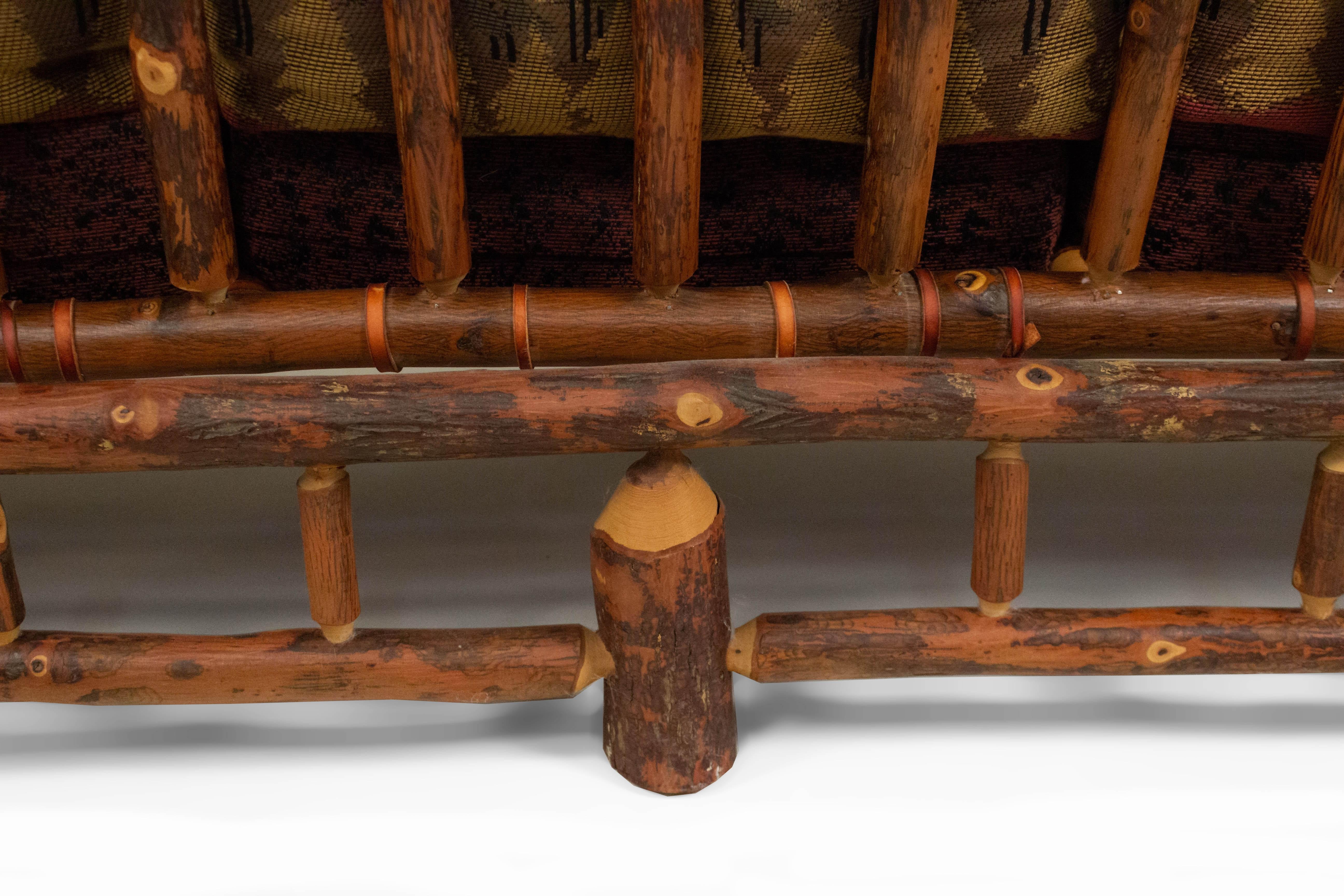 Rustic Old Hickory Sofa with Forest Print In Good Condition For Sale In New York, NY