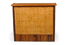 Rustic Old Hickory Style Log and Woven Rattan Bar