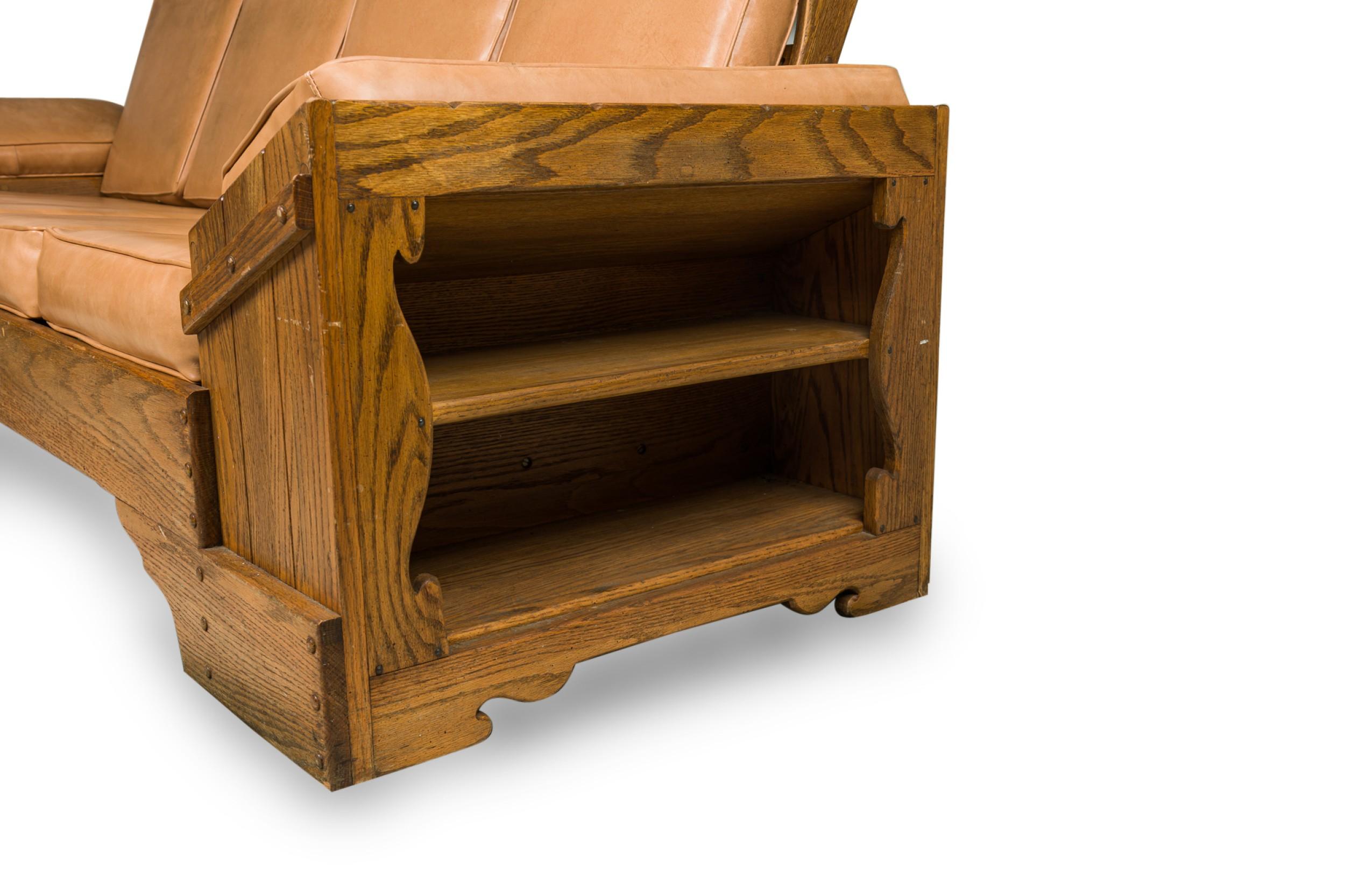 Rustic Old Hickory Wood and Tan Leather Settee in vendita 4