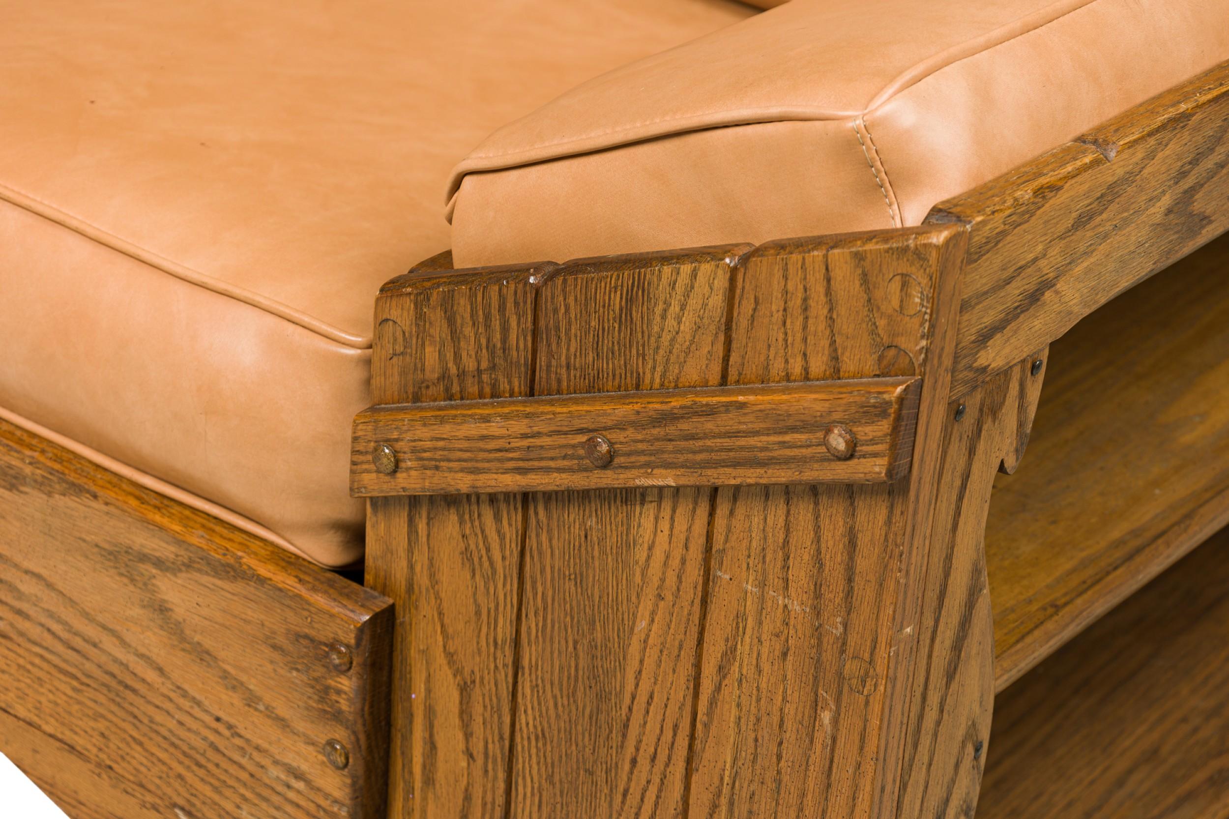 Rustic Old Hickory Wood and Tan Leather Settee in vendita 5