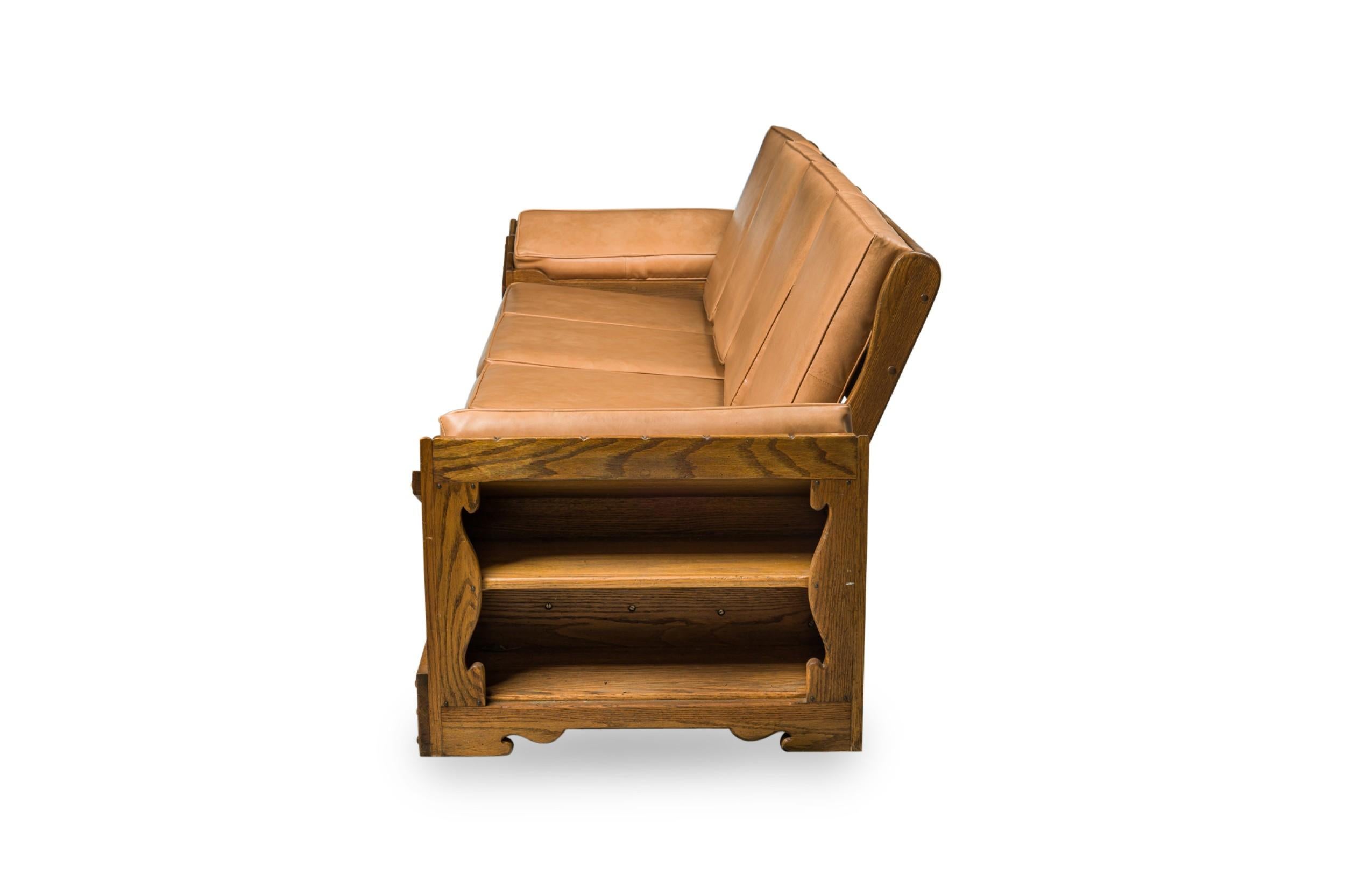 Rustico Rustic Old Hickory Wood and Tan Leather Settee in vendita