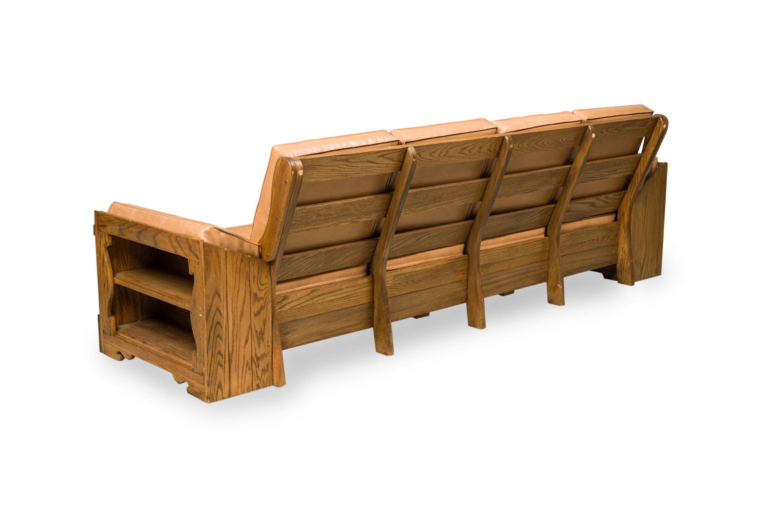 Americano Rustic Old Hickory Wood and Tan Leather Settee in vendita