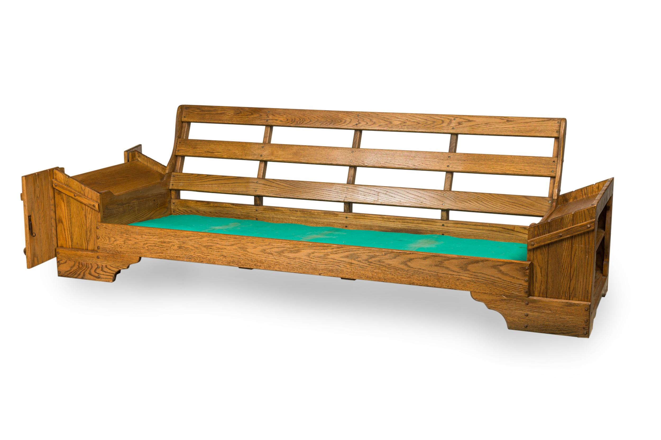 XIX secolo Rustic Old Hickory Wood and Tan Leather Settee in vendita