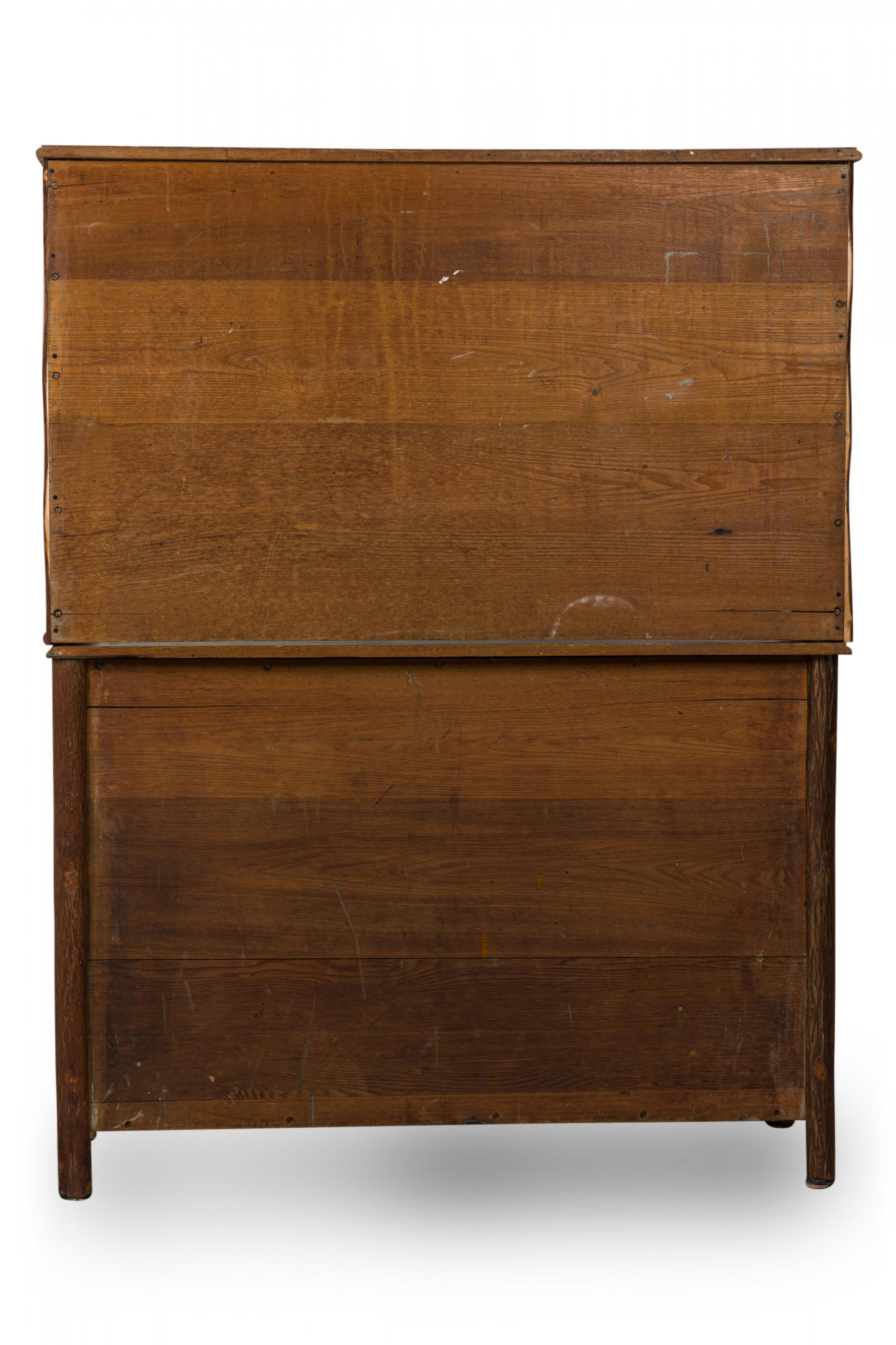 20th Century Rustic Old Hickory Wooden Two Part Kitchen Hutch For Sale