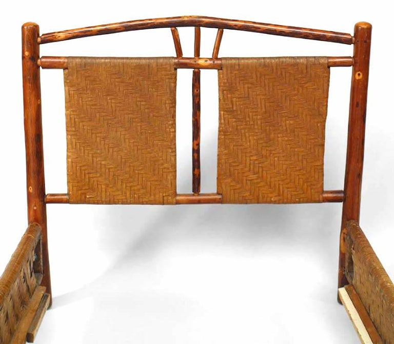 Rustic Old Hickory Woven Design Single Bed For Sale at 1stDibs