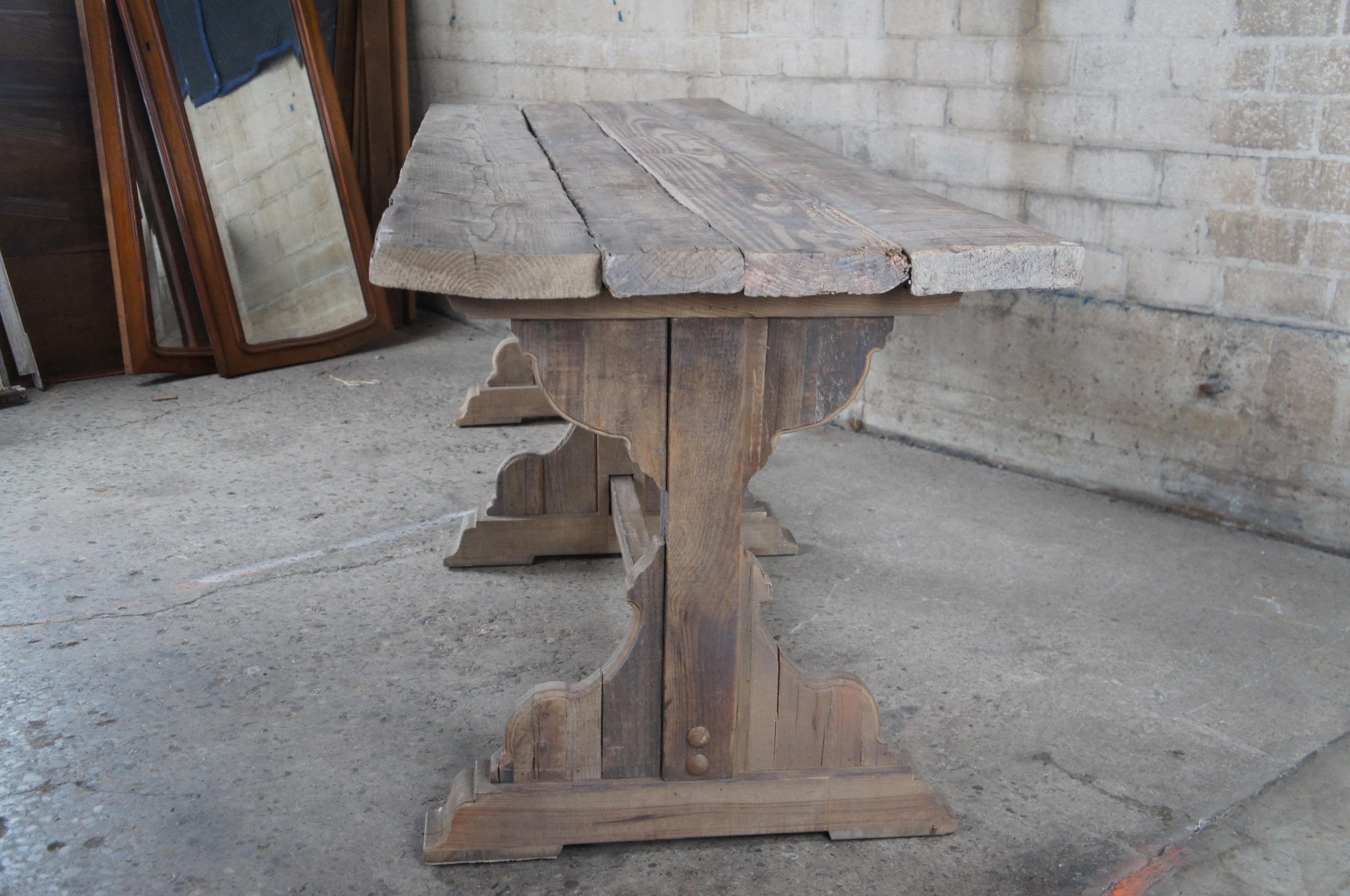 Rustic Old World Antique Reclaimed European Pine Tavern Refectory Dining Table 4