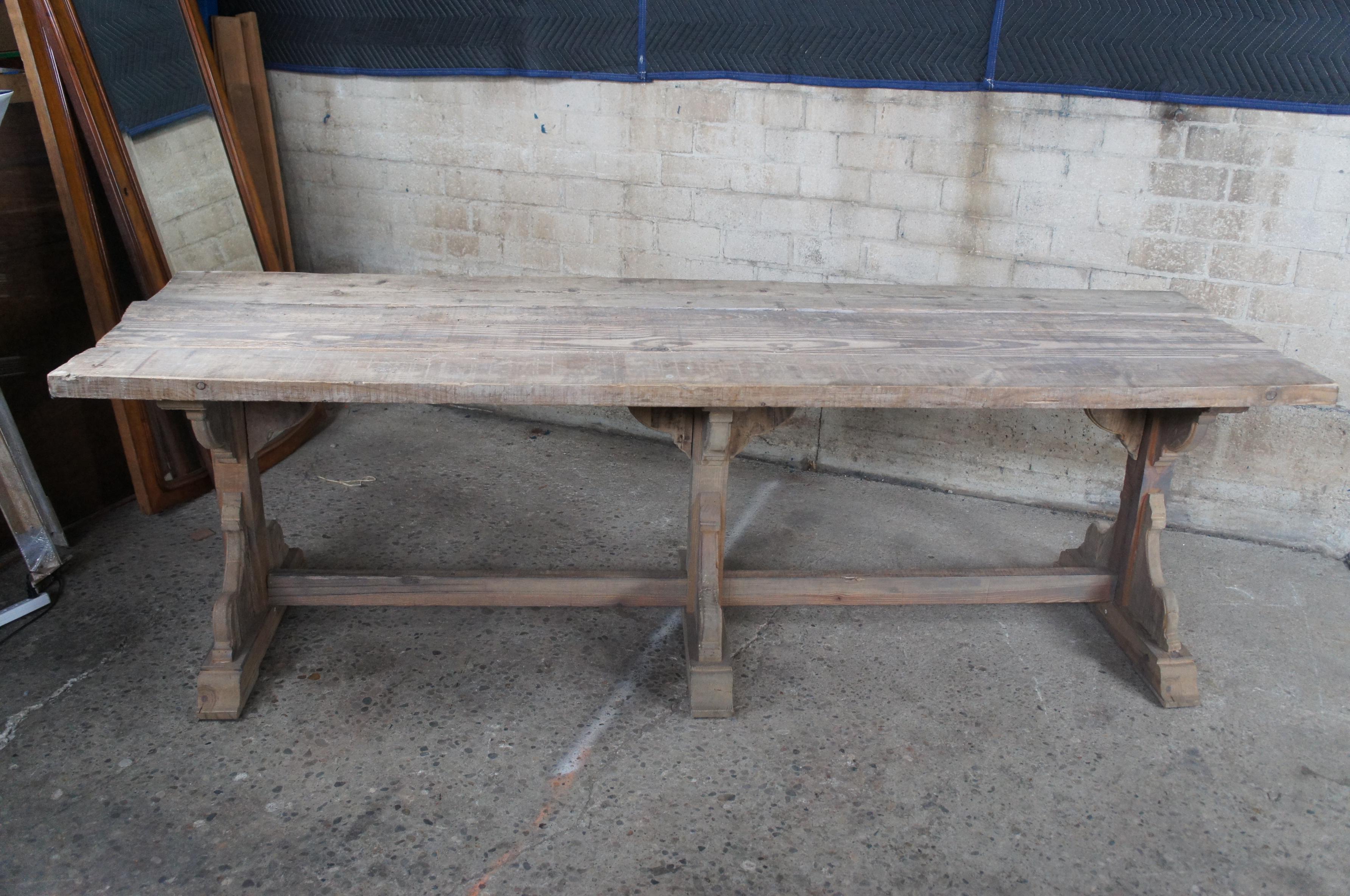Rustic Old World Antique Reclaimed European Pine Tavern Refectory Dining Table 5